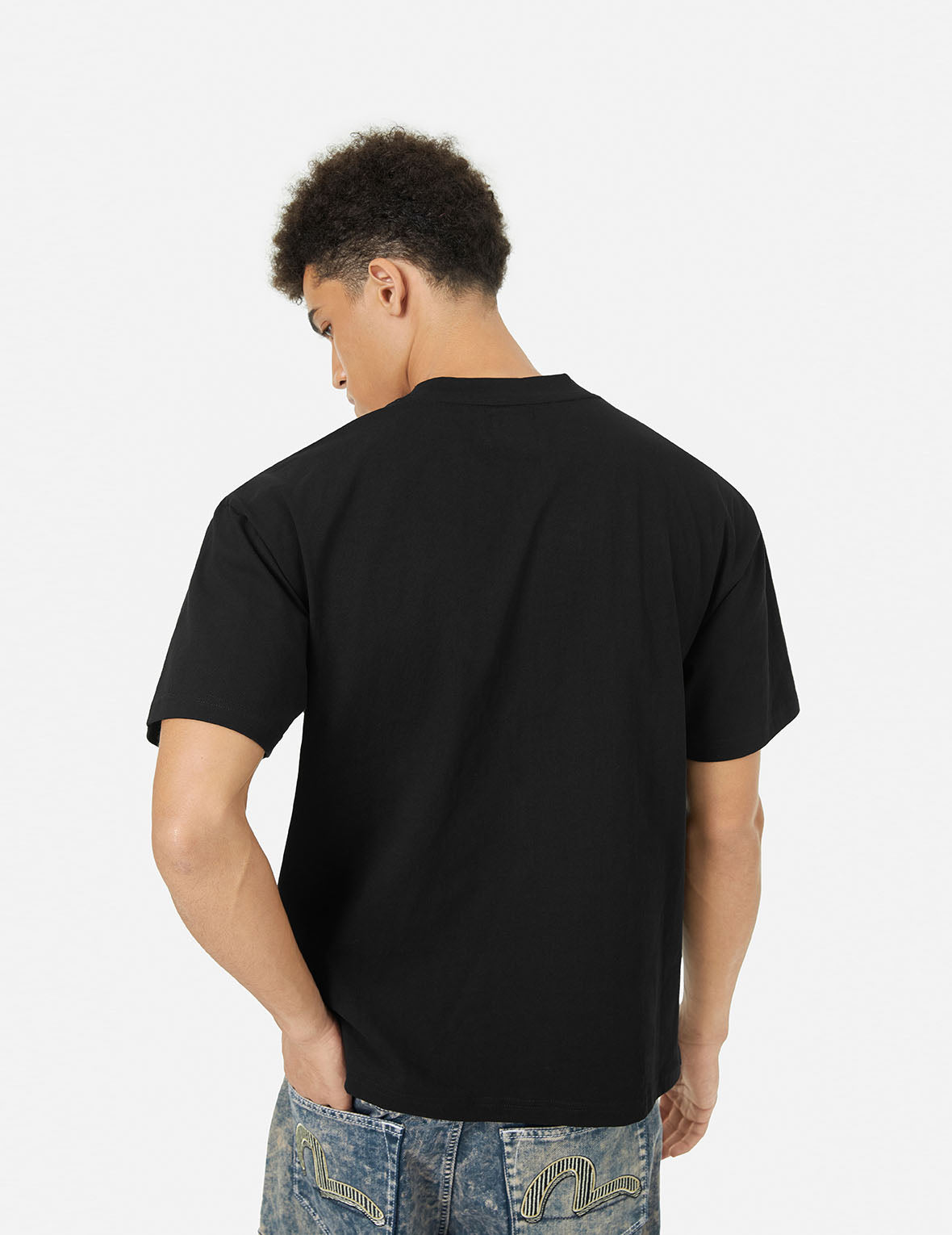 Rhinstone Logo and Godhead Print Relax Fit T-Shirt