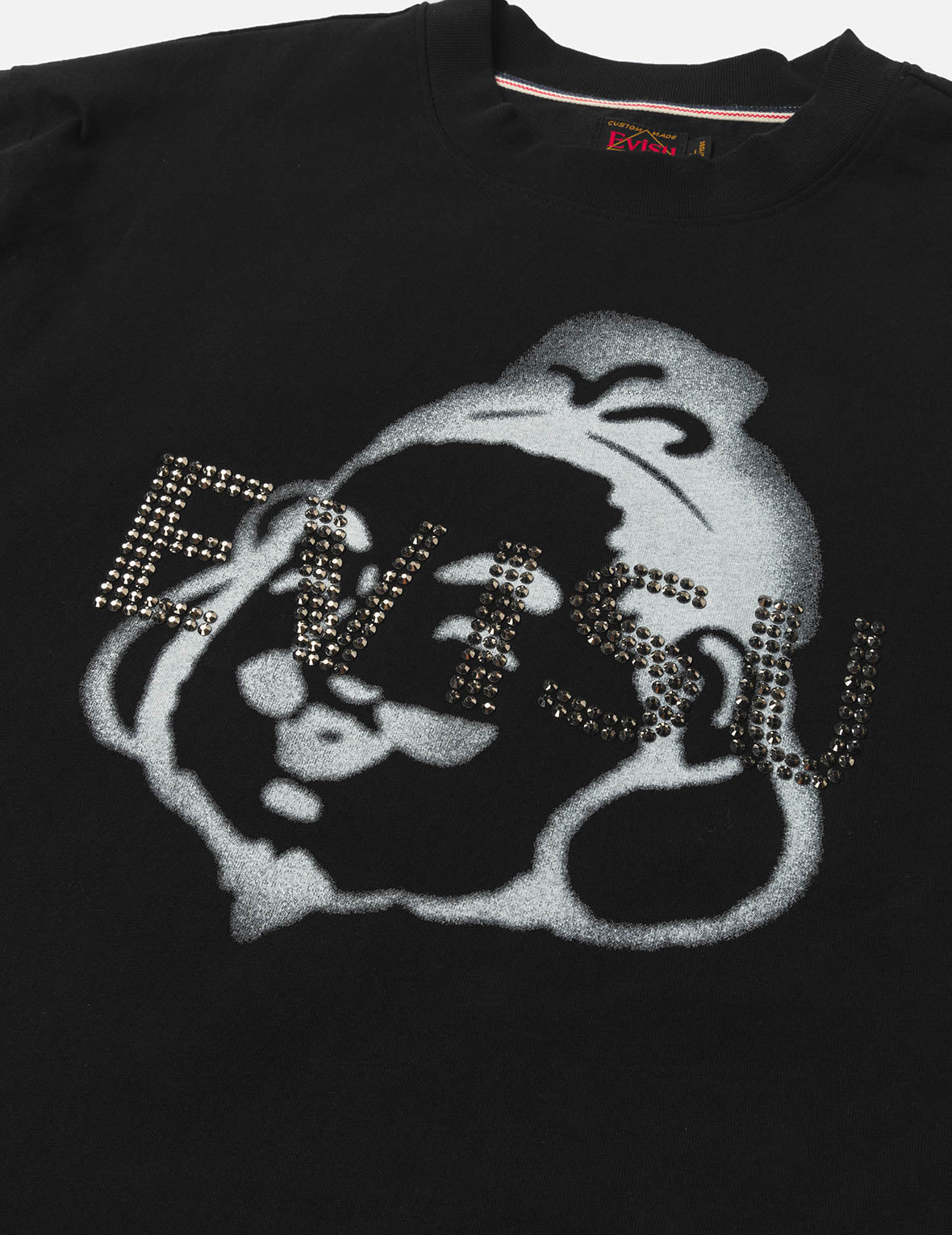 Rhinstone Logo and Godhead Print Relax Fit T-Shirt