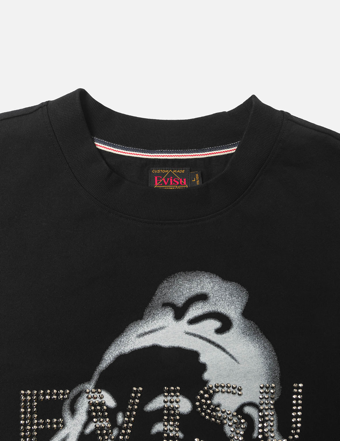 Rhinstone Logo and Godhead Print Relax Fit T-Shirt