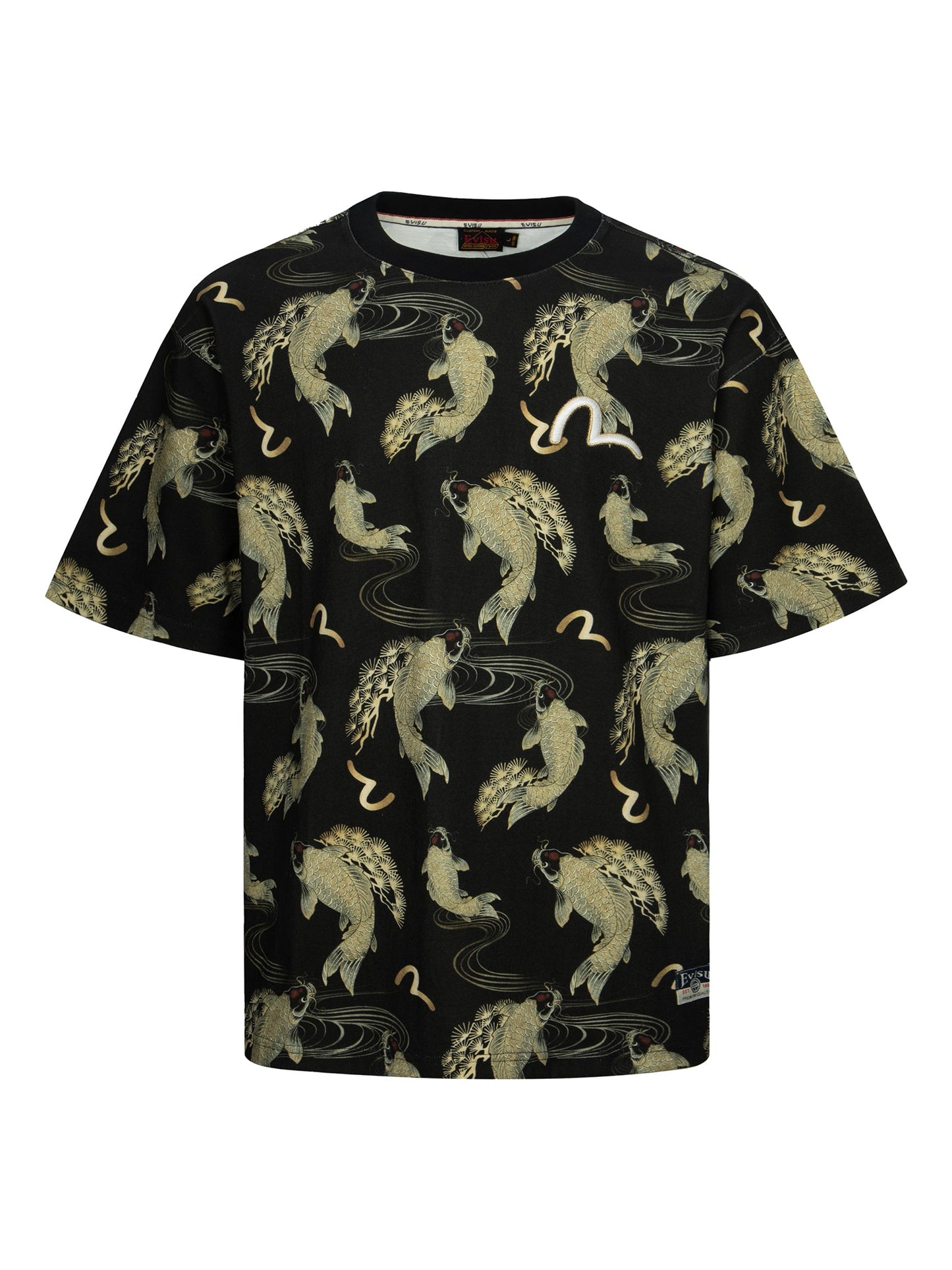 Allover Carp and Seagull Print Relax Fit T-shirt