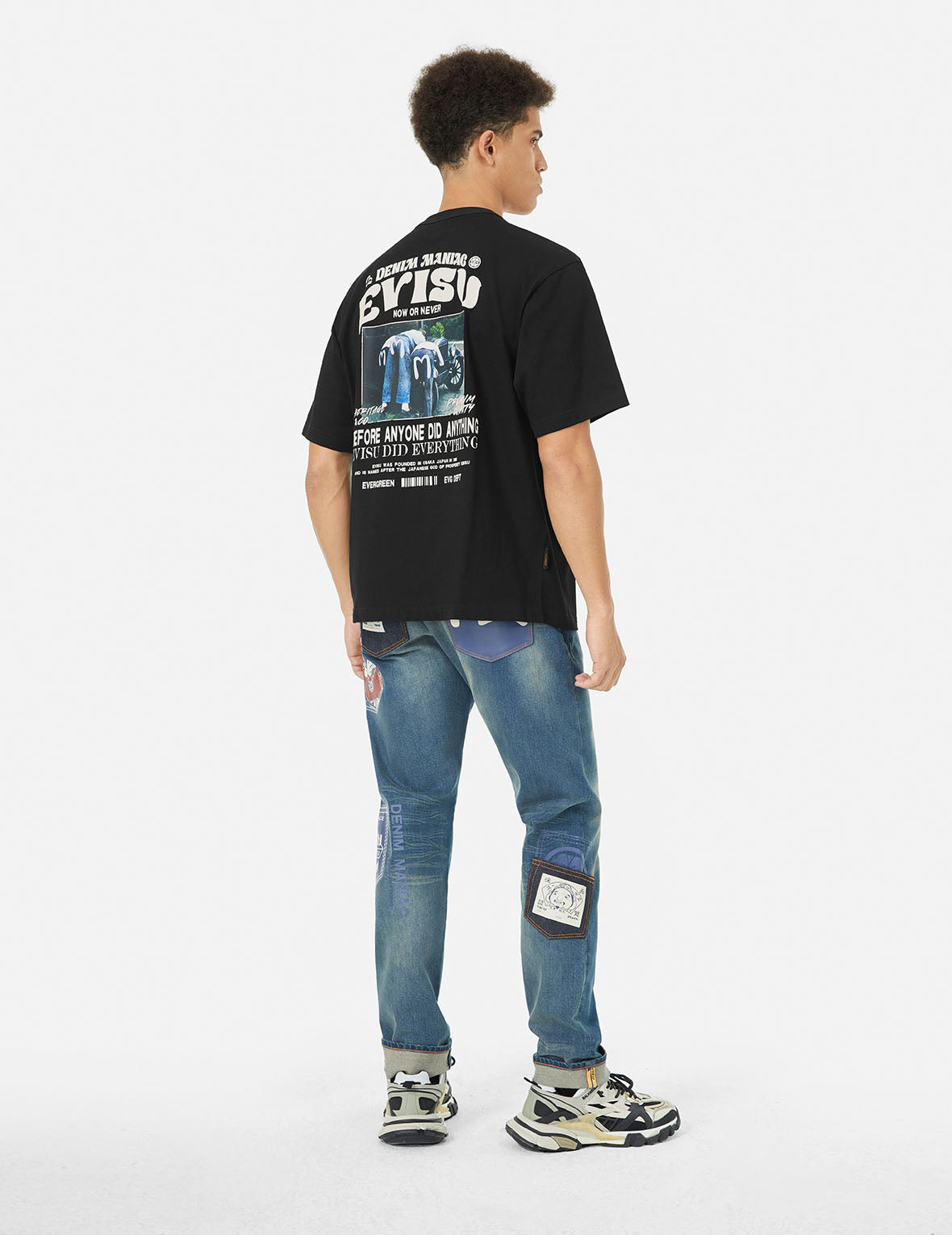 Seagull and Vintage Image Print Relax Fit T-Shirt