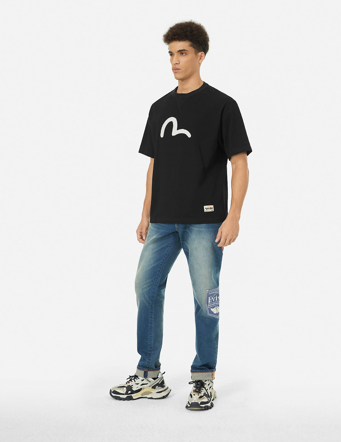 Seagull and Vintage Image Print Relax Fit T-Shirt