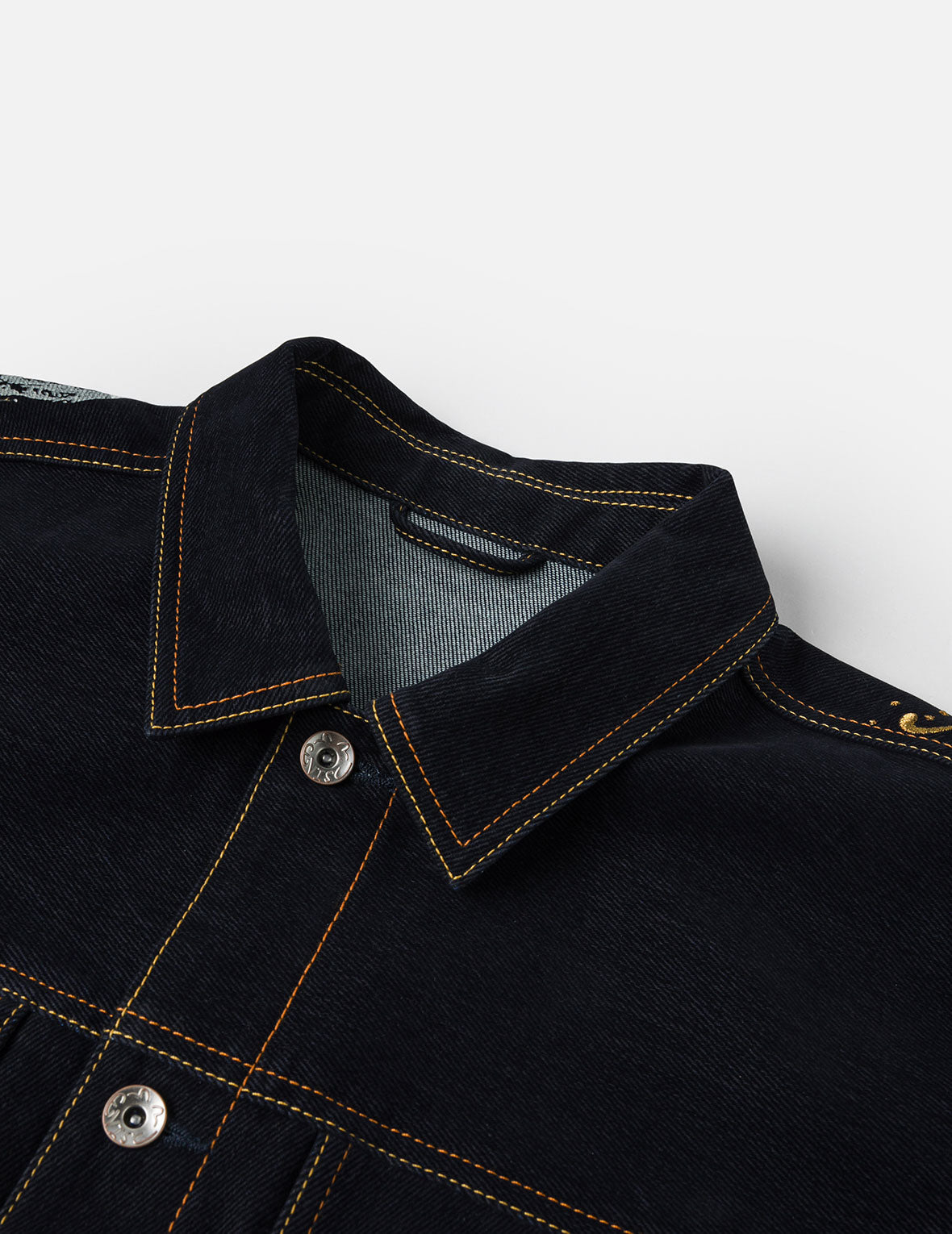 Brushstroke Daicock Print with Logo Embroidery Loose Fit Denim Jacket