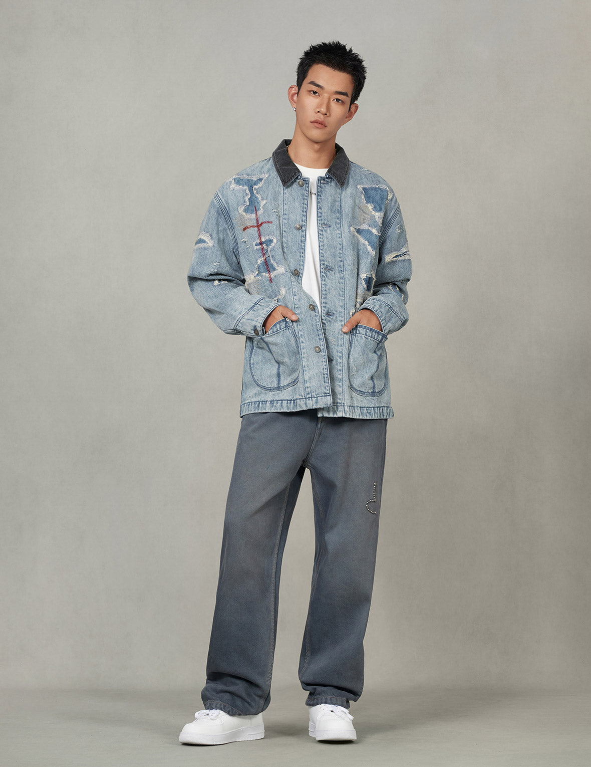 解構復古工裝時尚版型牛仔外套