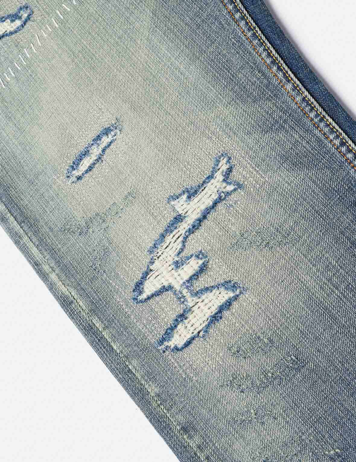 7 口袋設計海鷗刺繡洗水常規牛仔褲 #2000