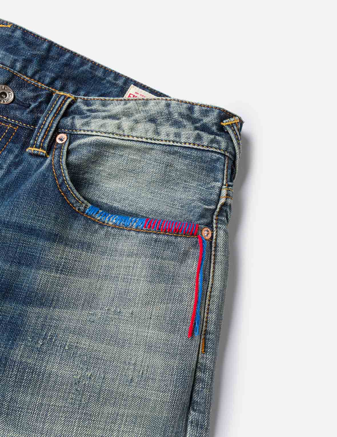 7 口袋設計海鷗刺繡洗水常規牛仔褲 #2000