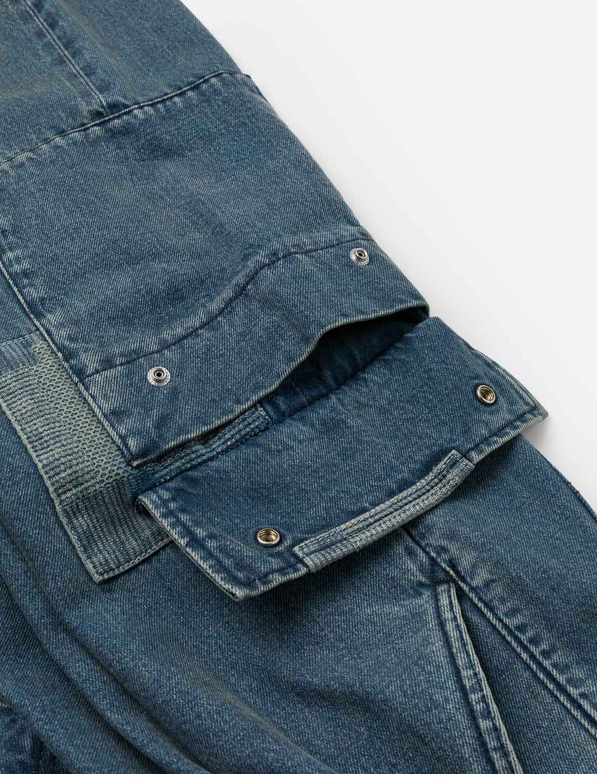 刺繡海鷗燈籠工人牛仔褲