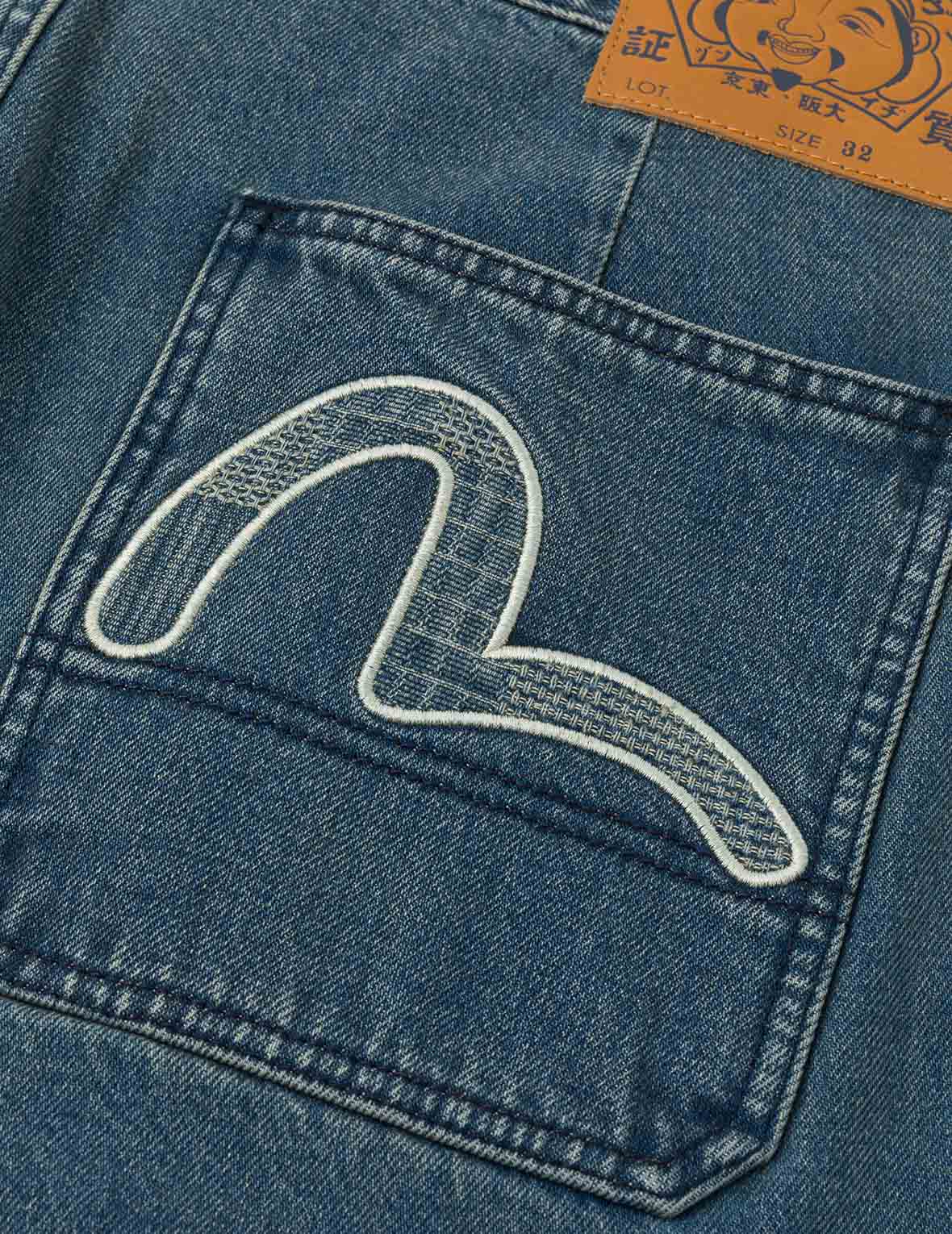 刺繡海鷗燈籠工人牛仔褲
