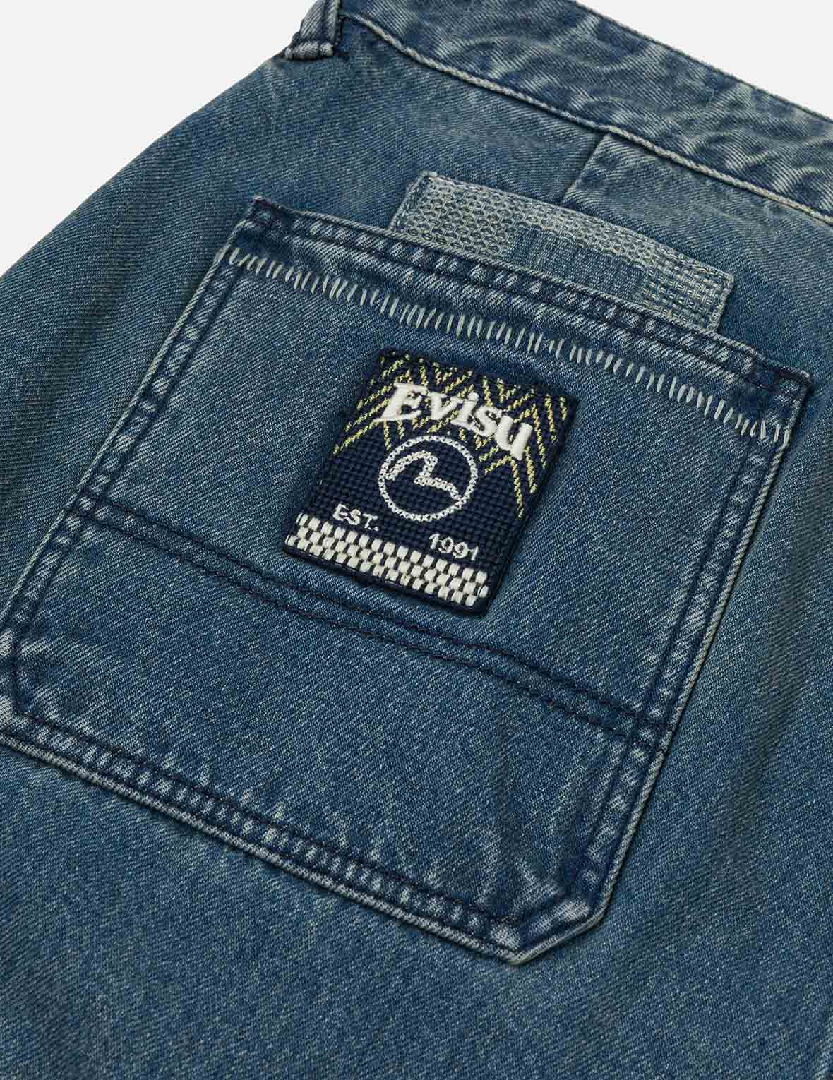 刺繡海鷗燈籠工人牛仔褲