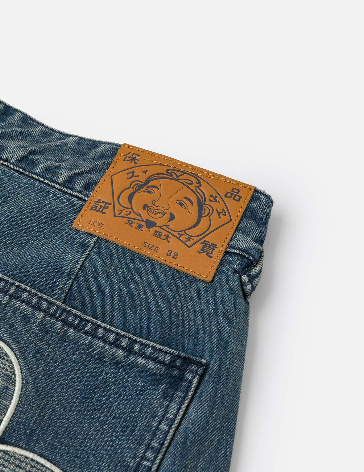 刺繡海鷗燈籠工人牛仔褲
