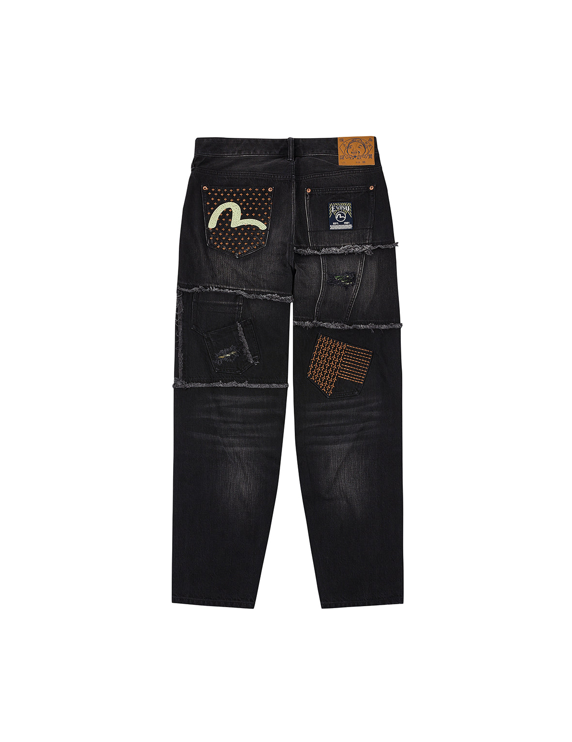 Washed Deconstructed Sashiko Relax Fit Jeans #2030