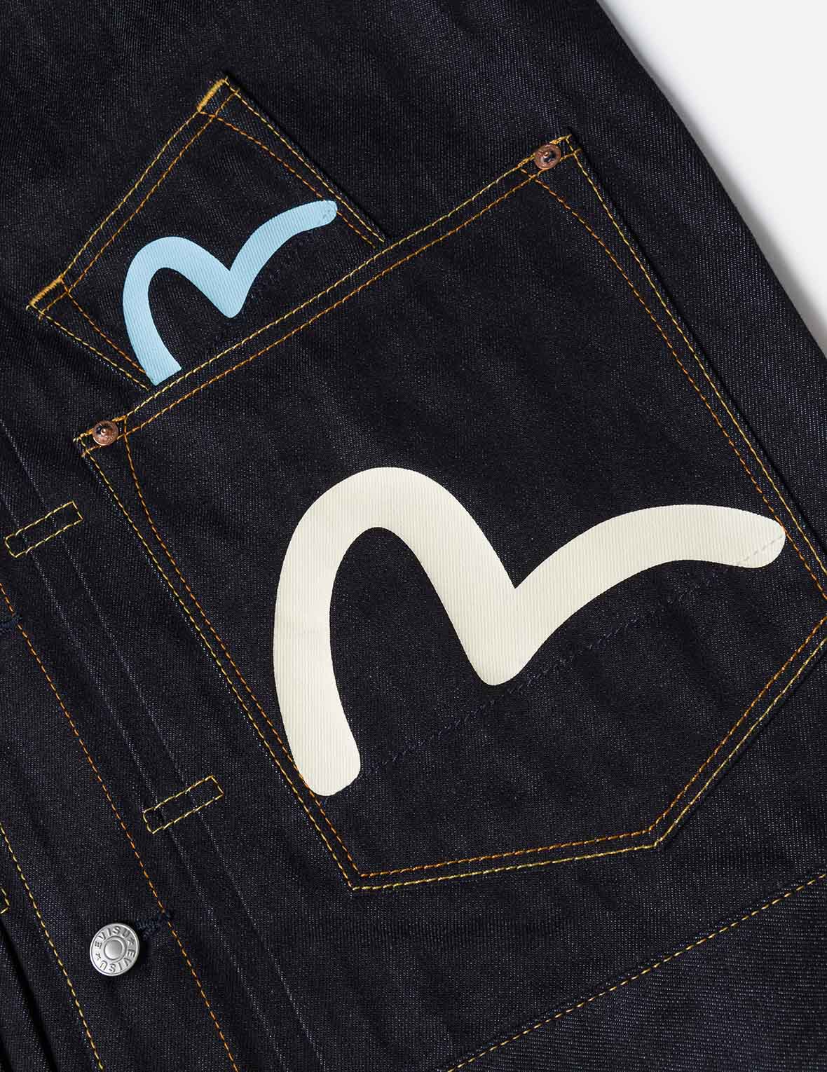 海鷗印花與多口袋寬版休閒牛仔外套