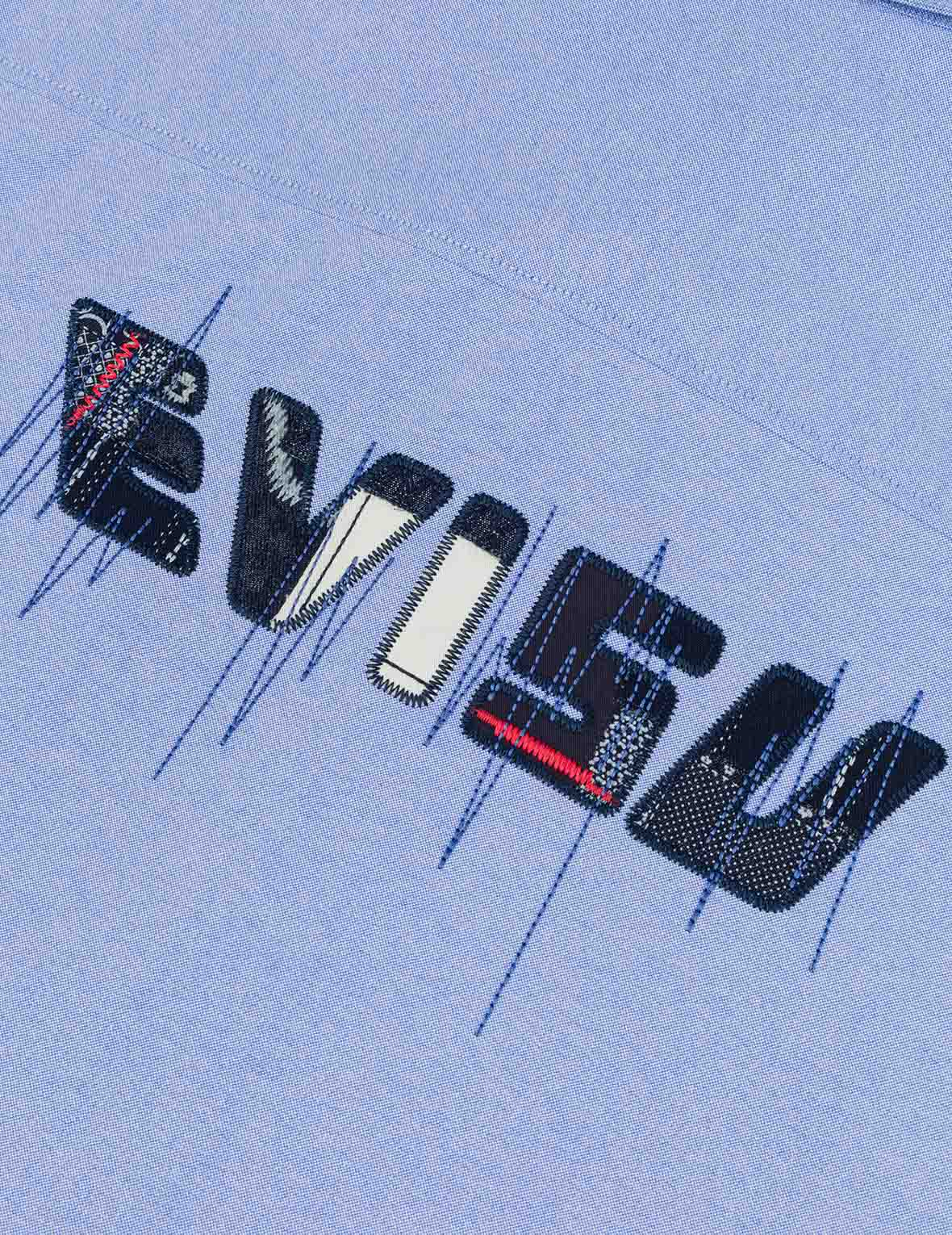 商標刺繡與海鷗印花寬版休閒長袖襯衣