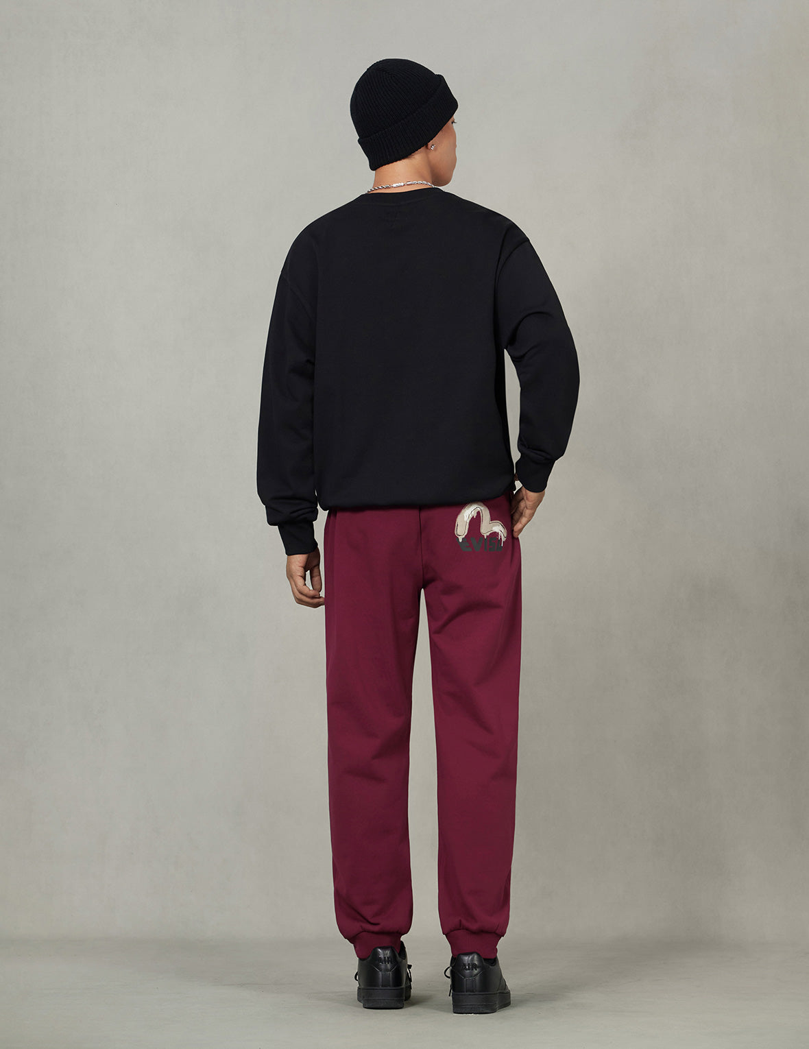 Brushstroke Seagull and Logo Print Straight Fit Sweatpants