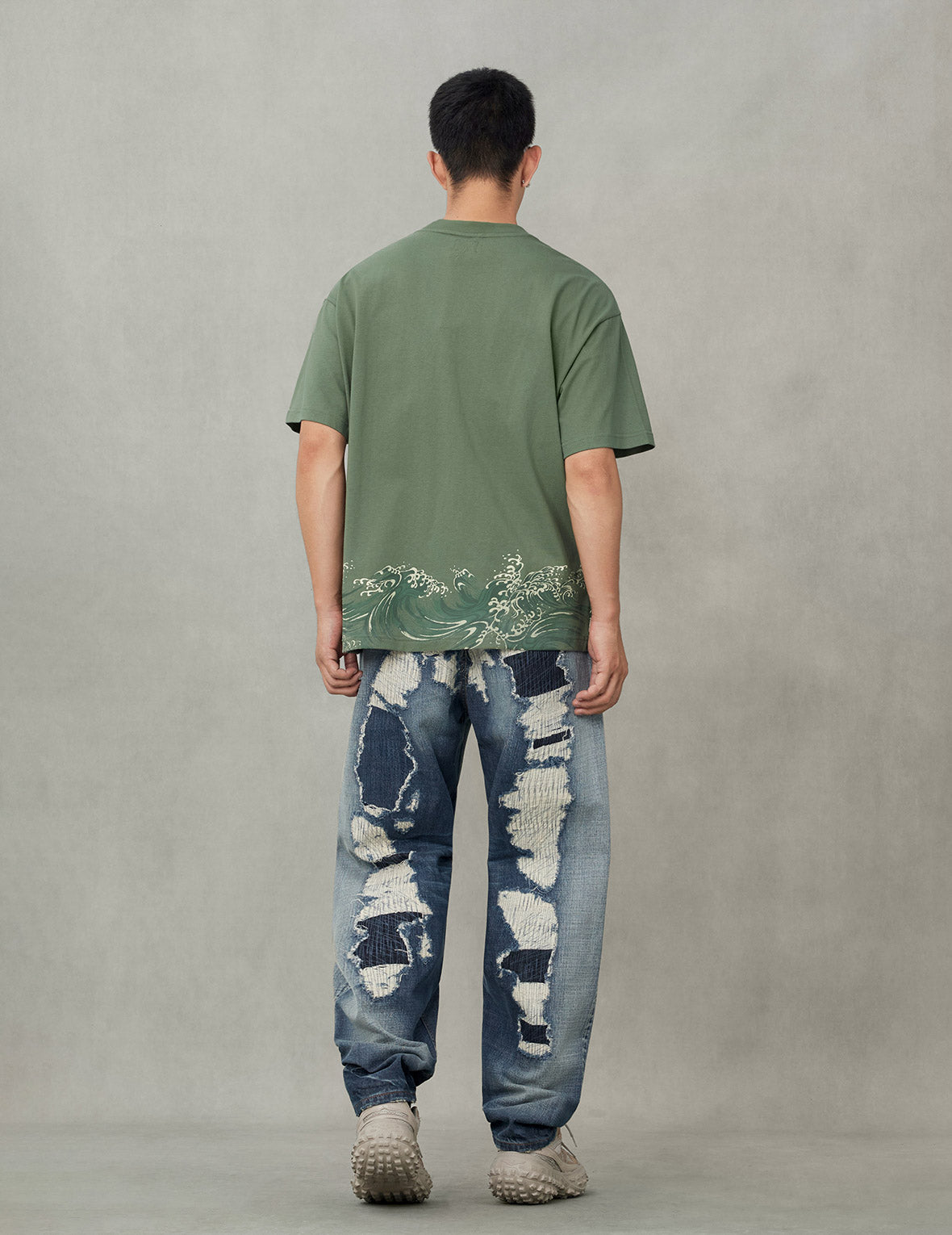 Seagull and Wave Print Relax Fit T-Shirt