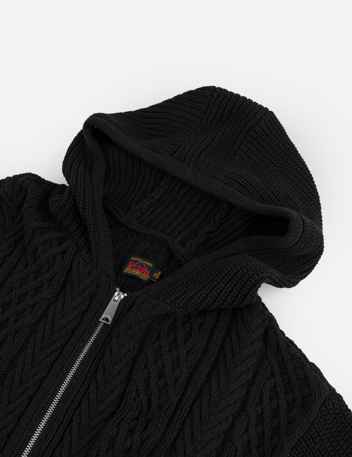 Evisu Logo Cable Knit Zip Hoodie Cardigan