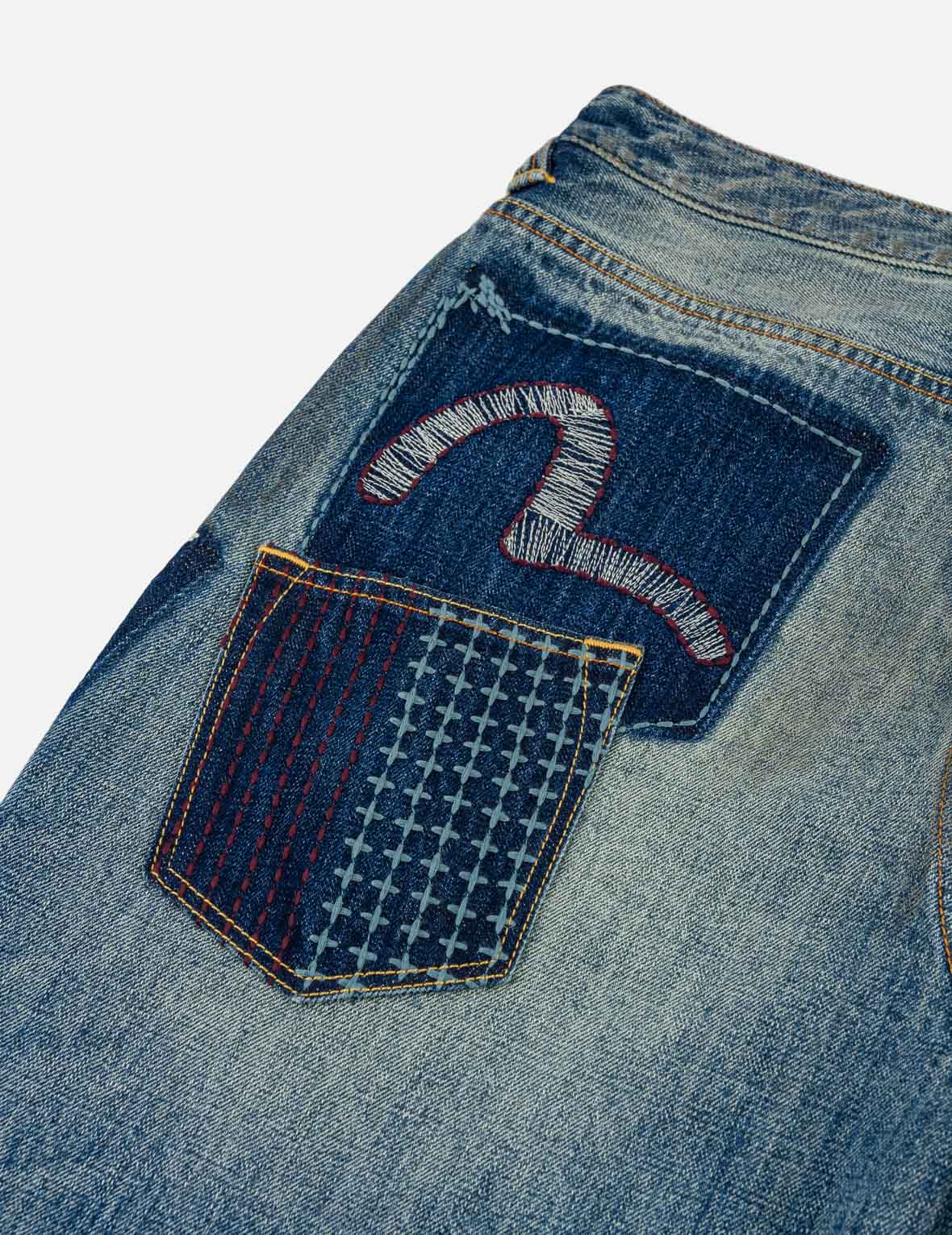 Boro Multi-Pocket Seagull & Kamon Embroidered Jeans #2030