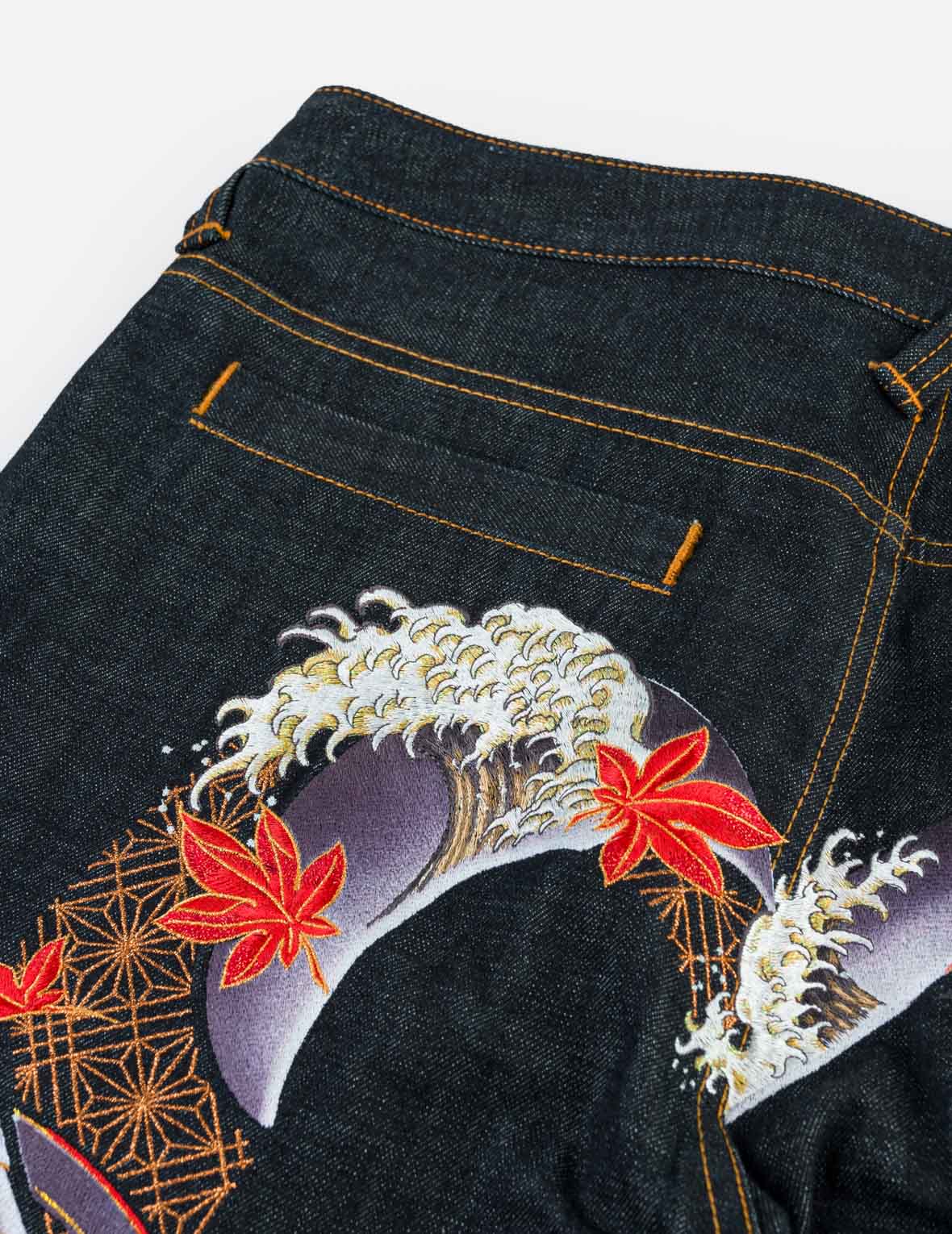 秋日主題刺繡大M錐形牛仔褲 #2017