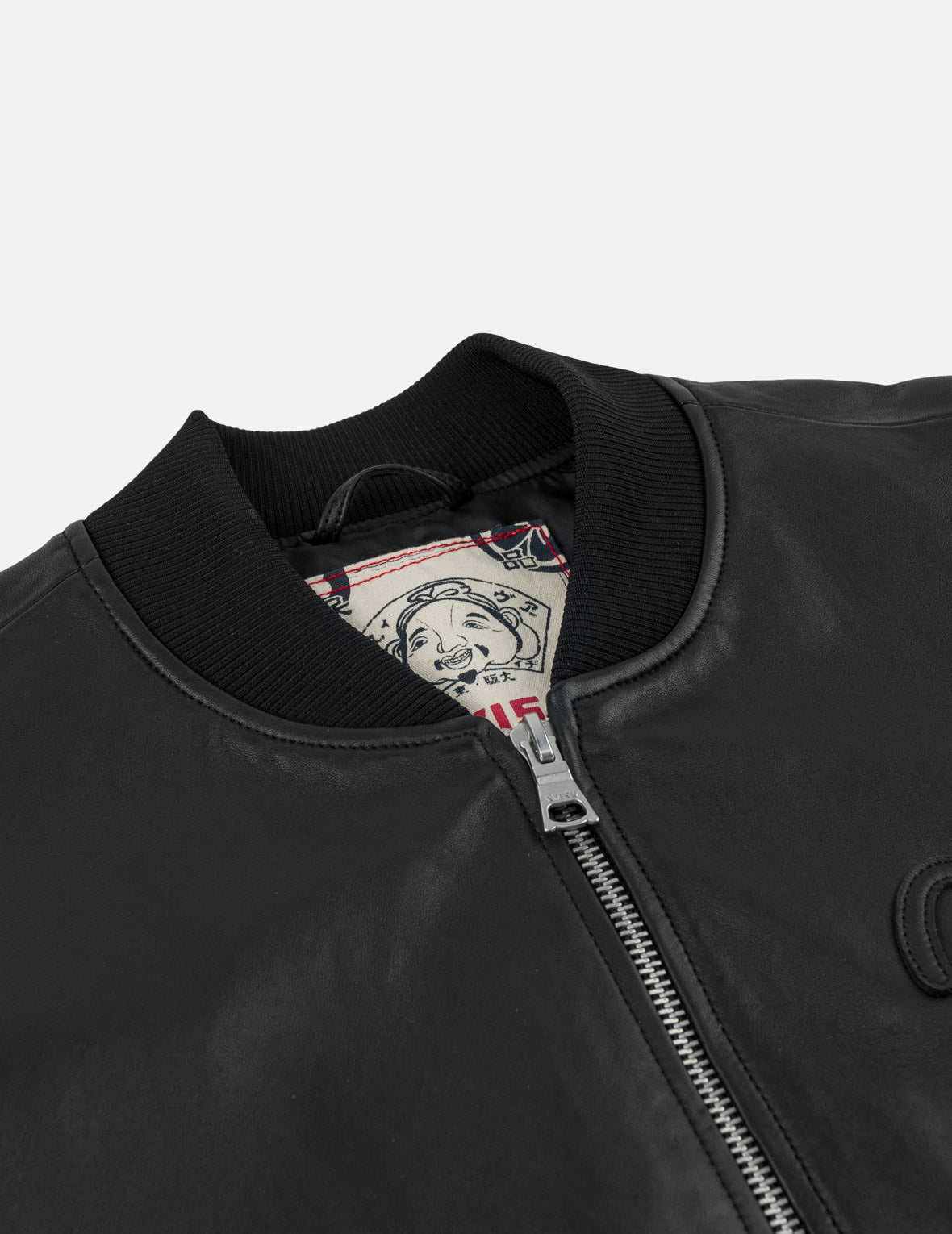 EVISU Logo Patch Leather Jacket