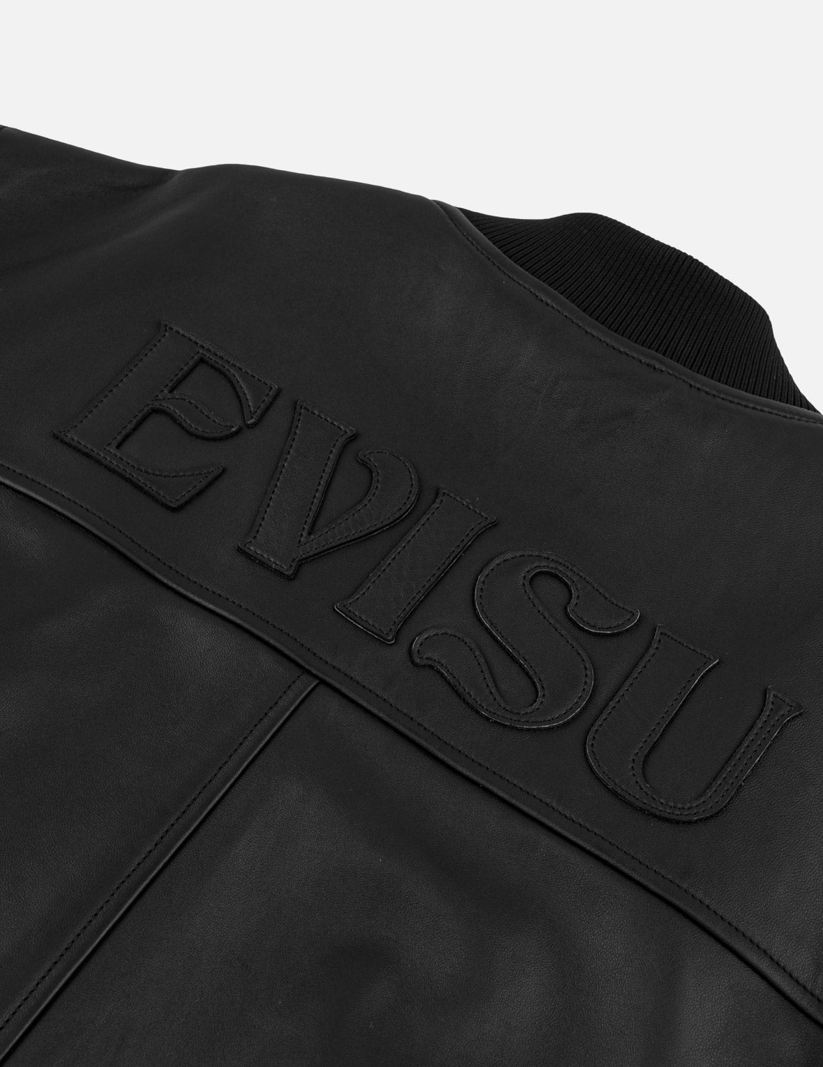 EVISU Logo Patch Leather Jacket