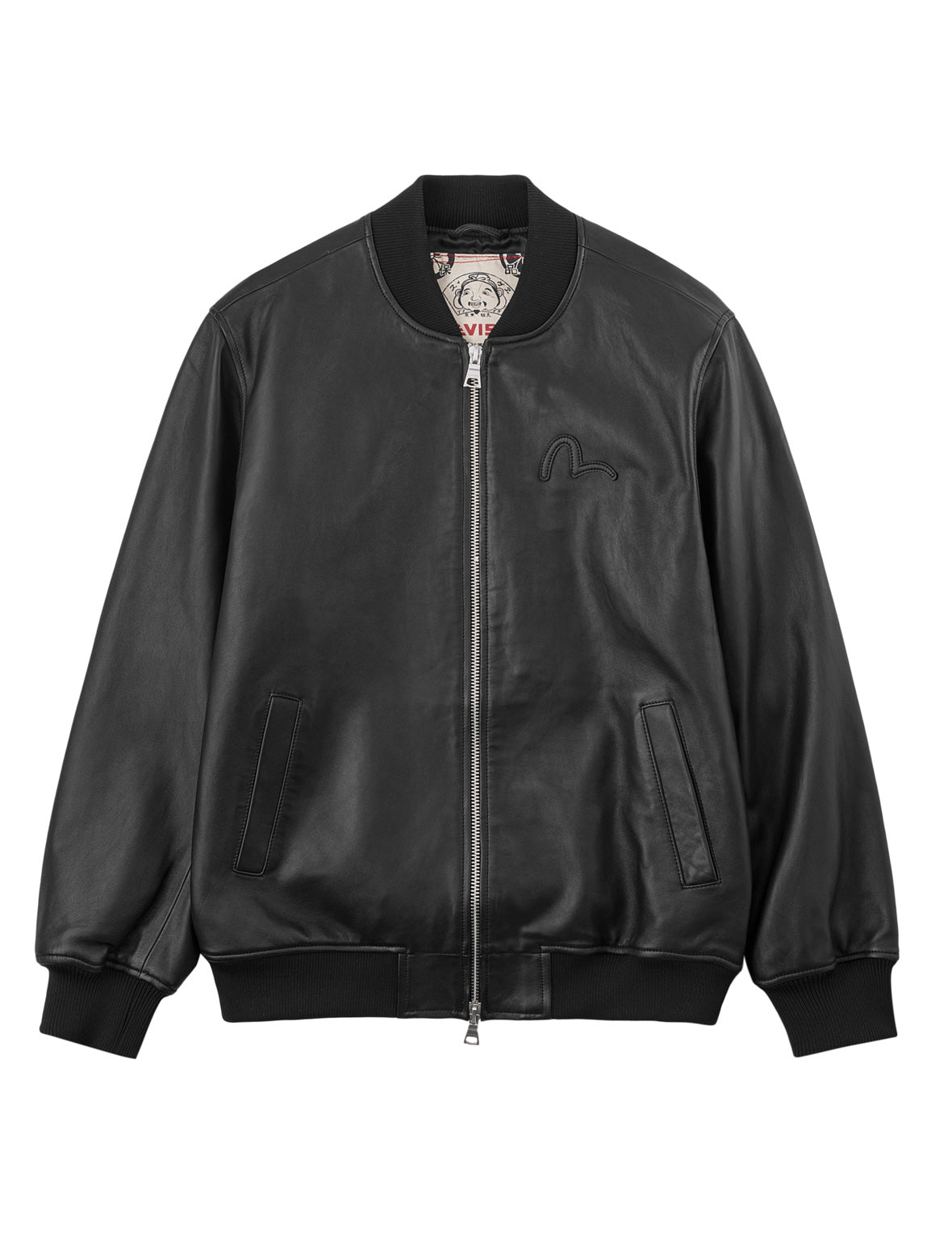 EVISU Logo Patch Leather Jacket
