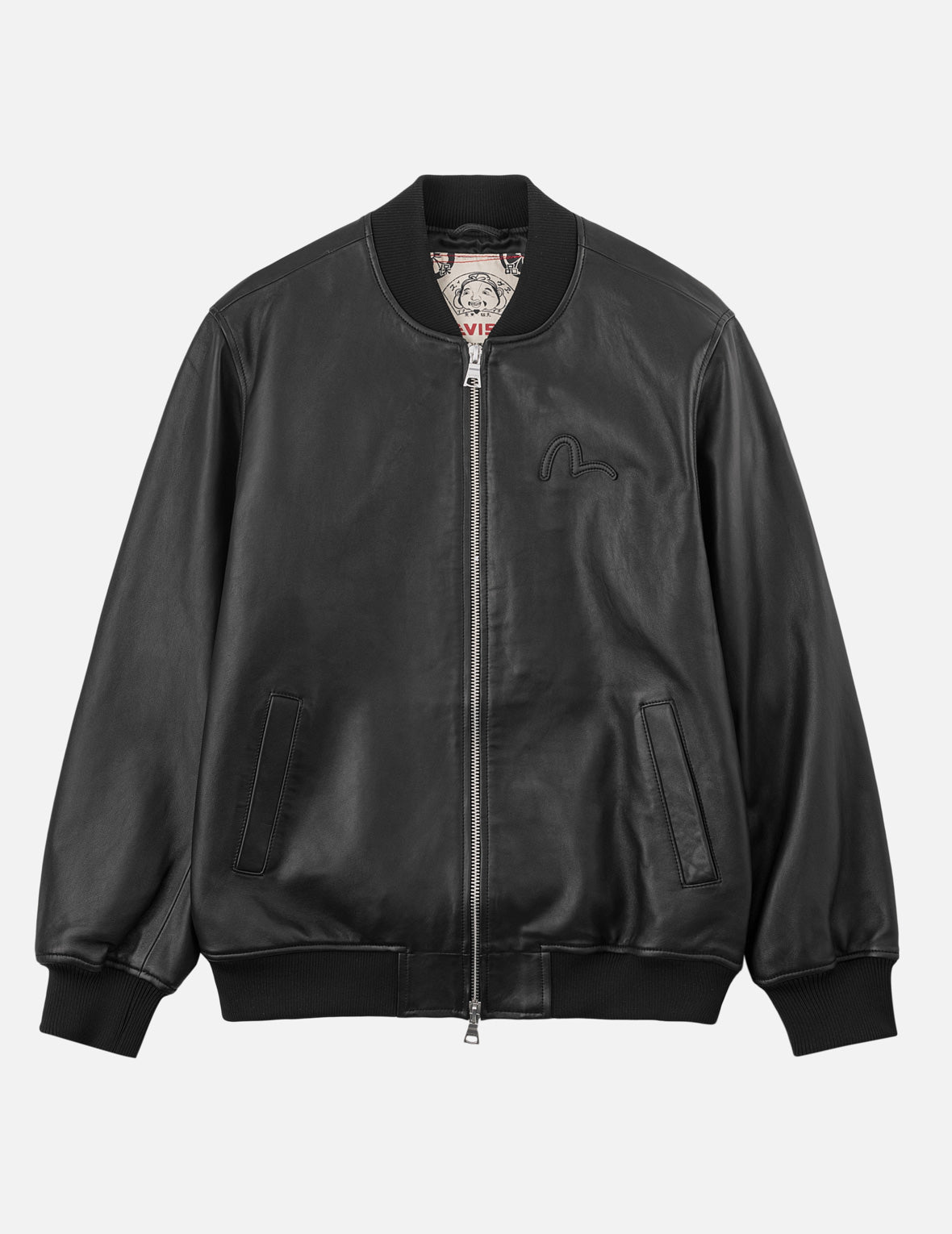 EVISU Logo Patch Leather Jacket