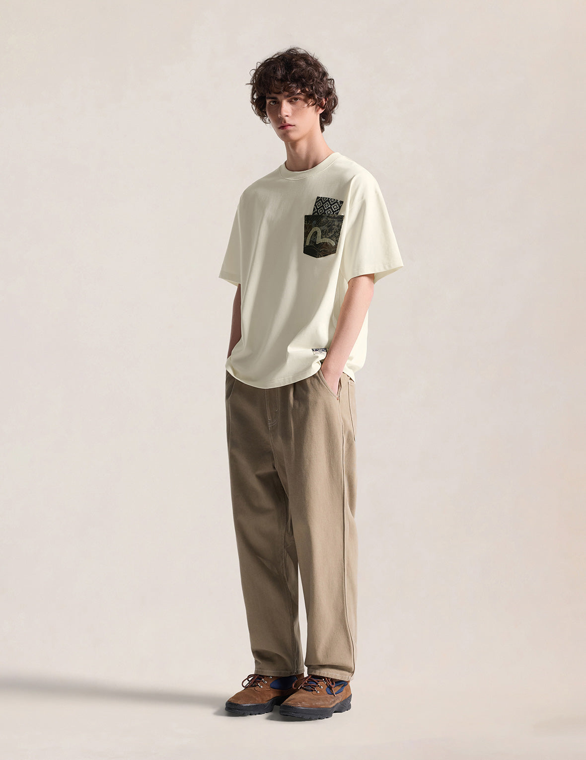 Double-Layer Brocade Pocket Tee