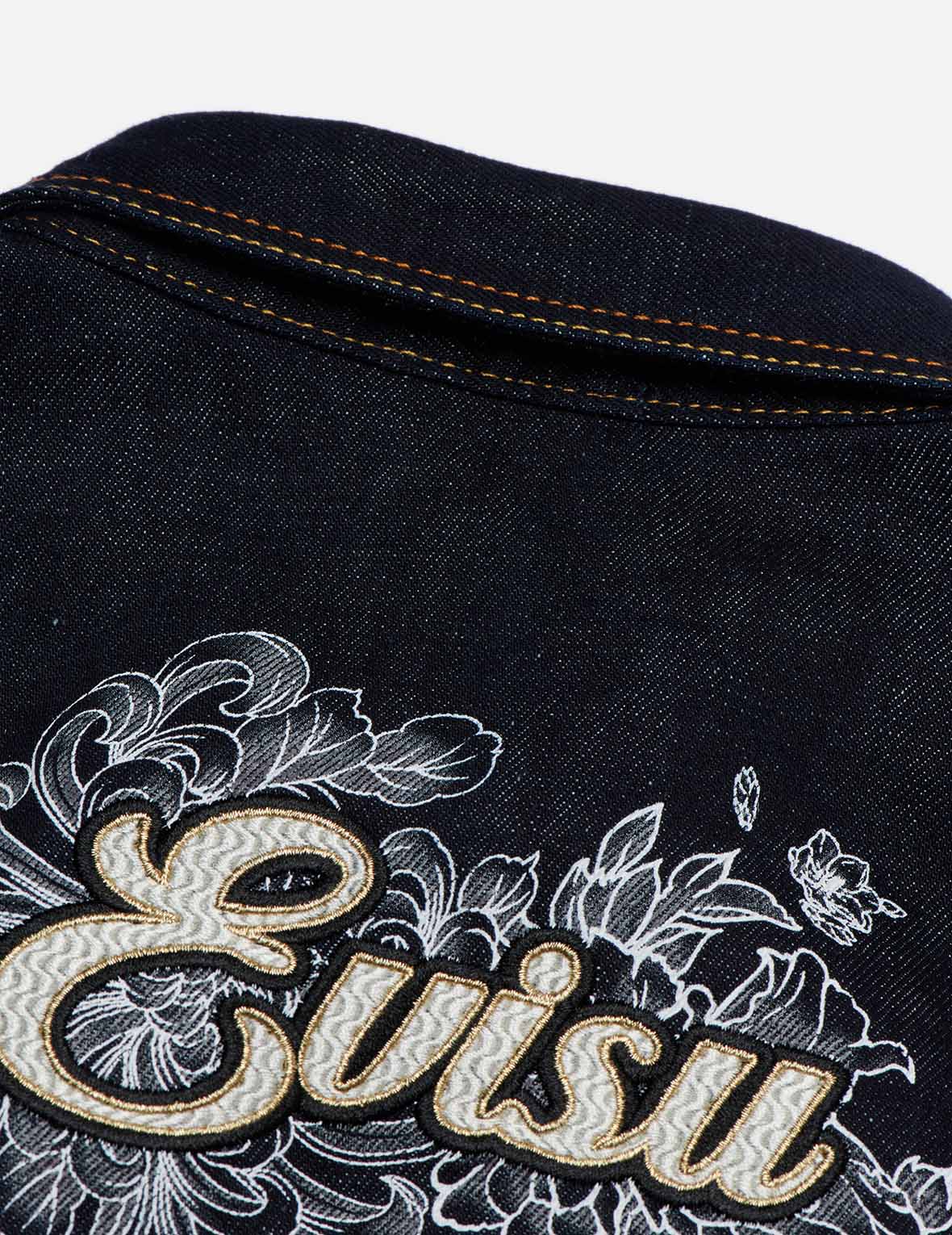商標刺繡牛仔連衣裙