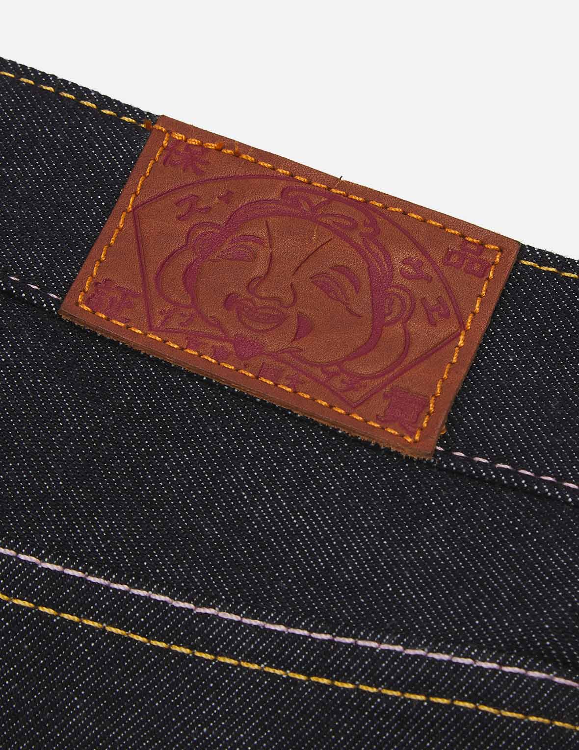漸變花卉圖案刺繡大M男友款牛仔褲