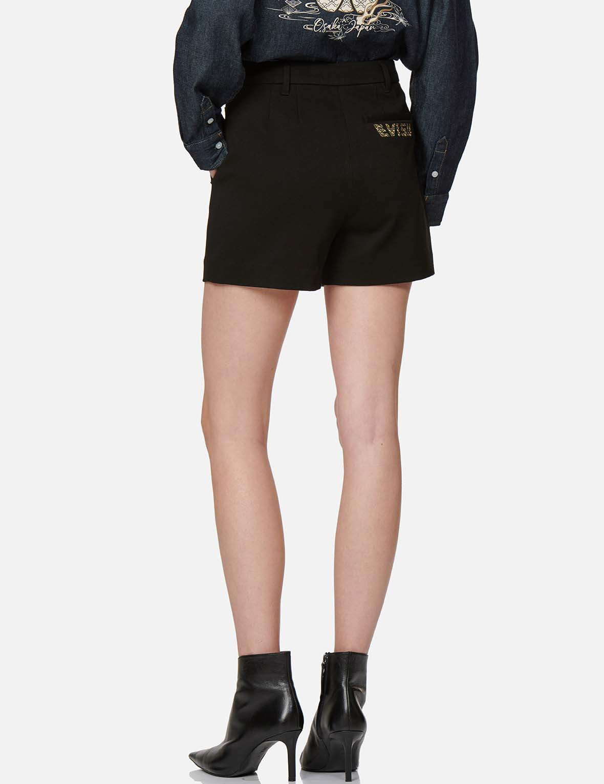 Seagull Embroidered Wool Shorts