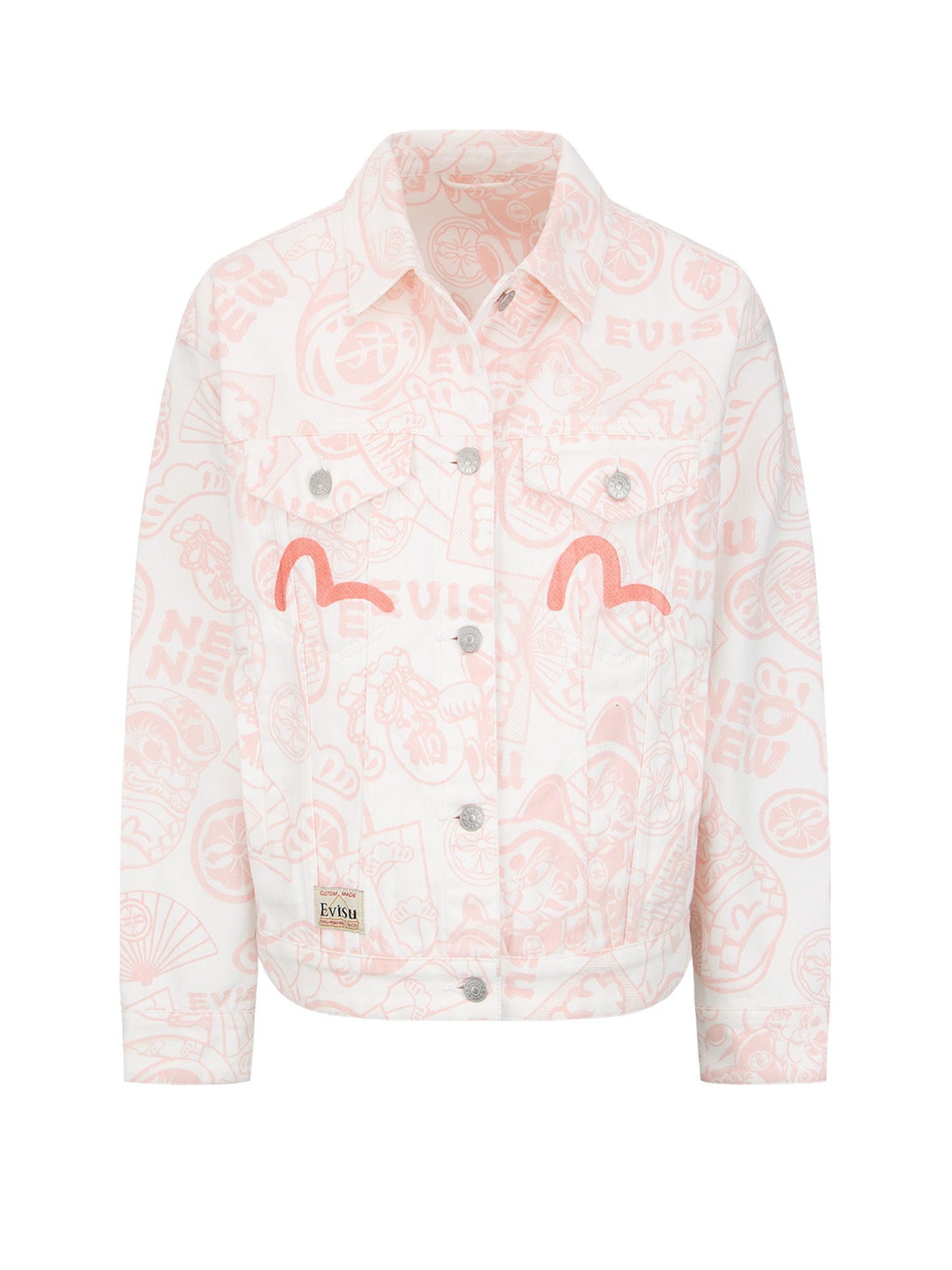 Allover EVISU Squad Discharge-Print Denim Jacket
