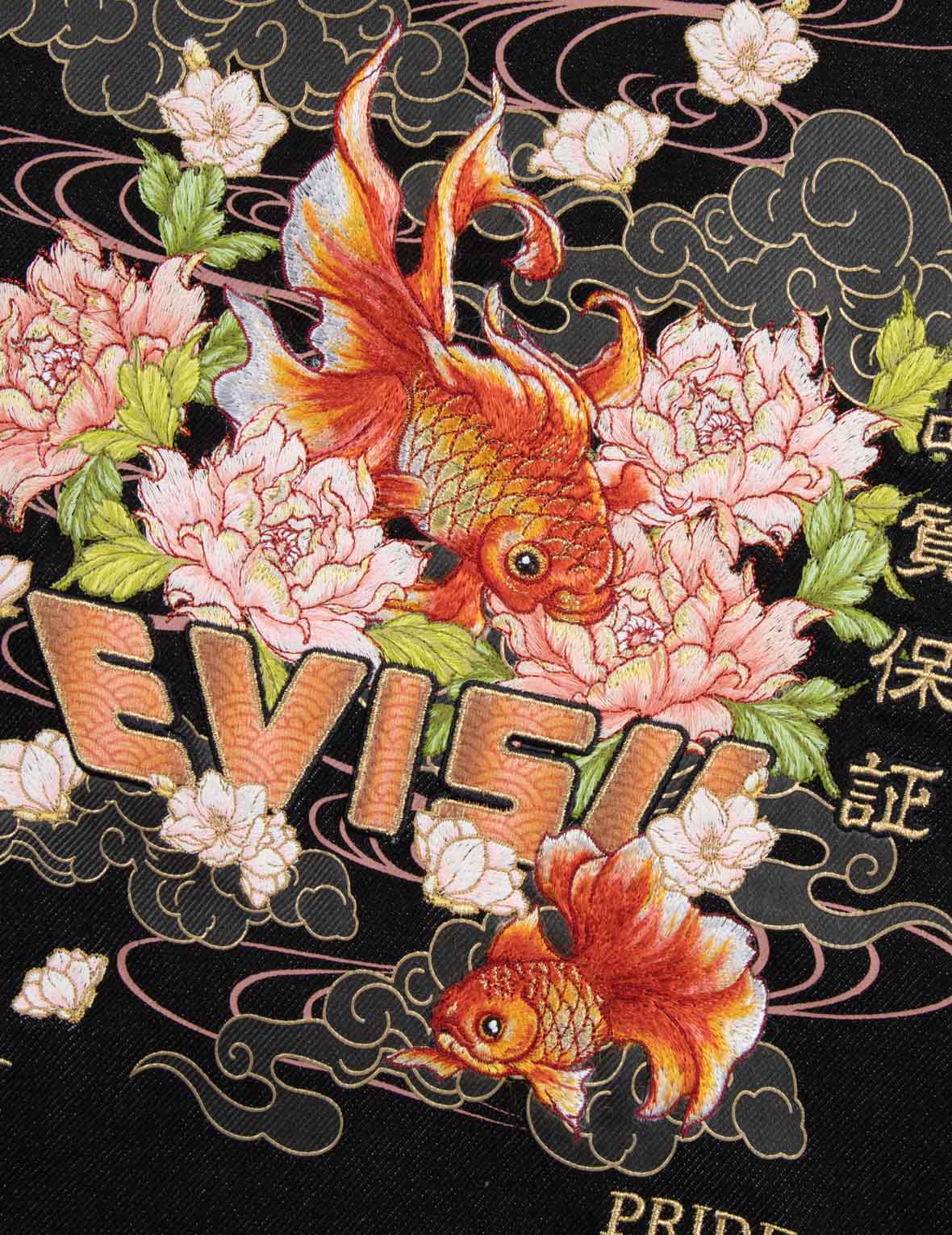 Goldfish and Floral Flow Embroidery Regular Fit Denim Jacket