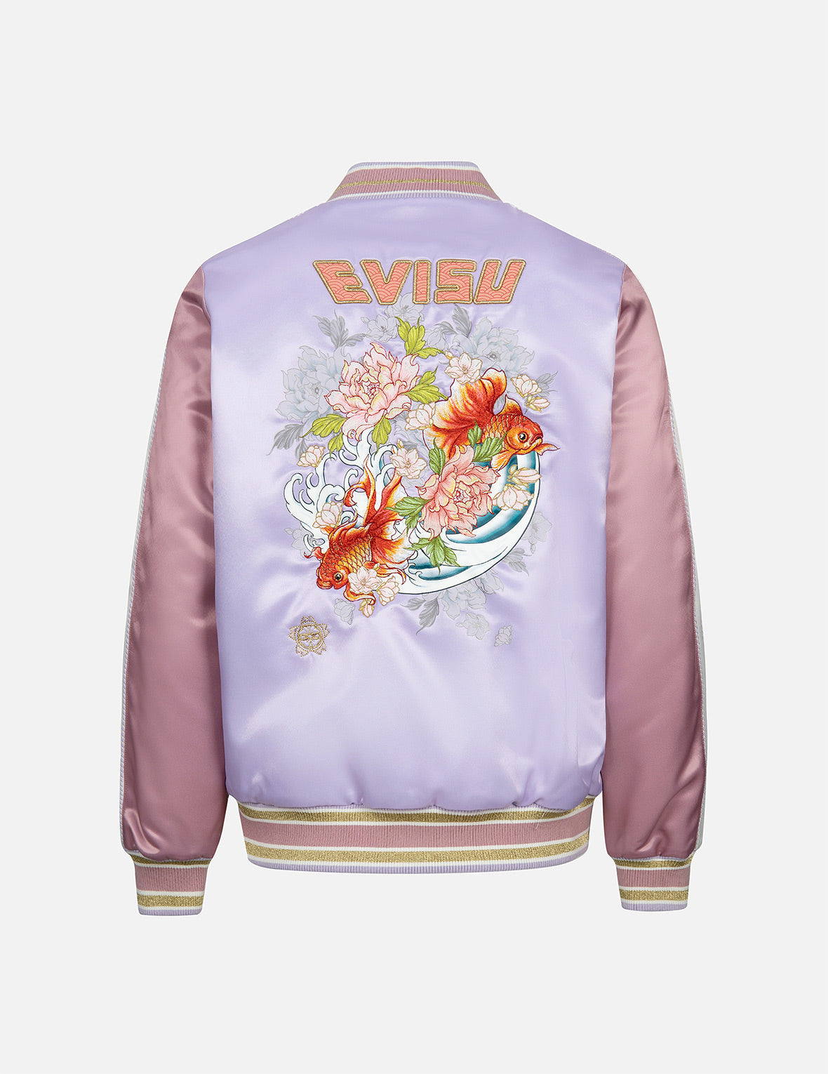 金魚百花刺繡拼色寬版橫須賀外套