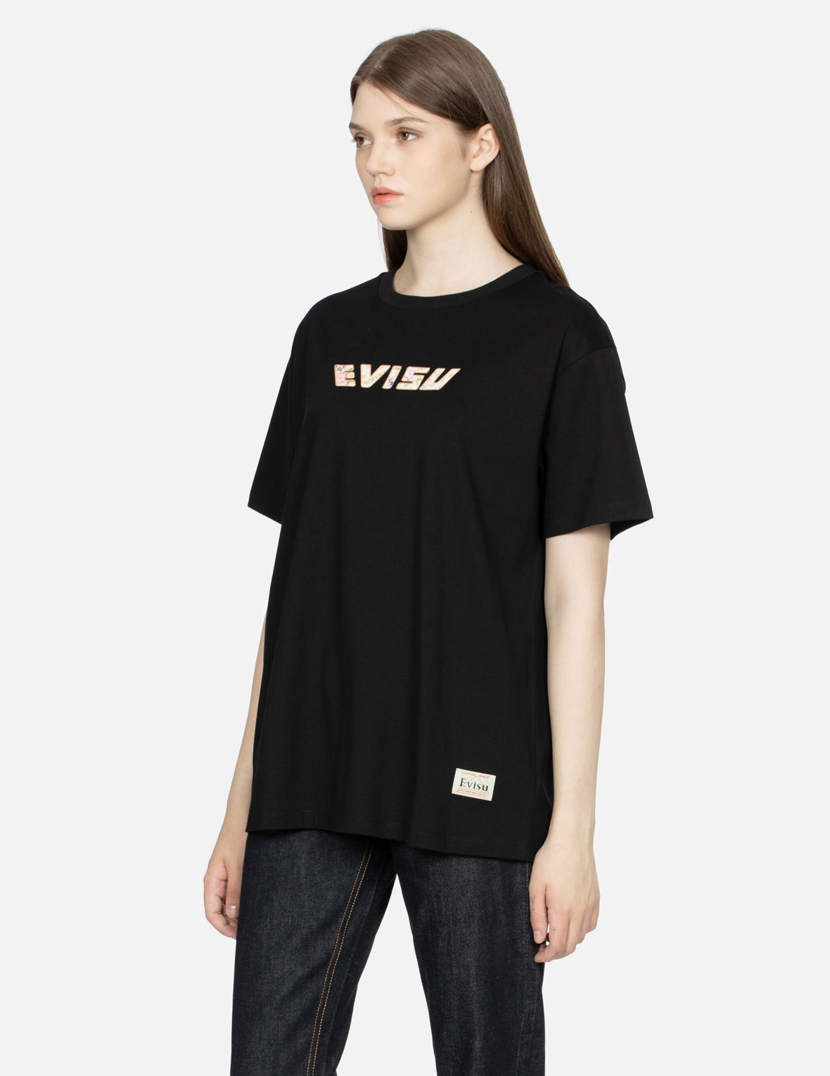 Goldfish and Floral Flow Brushstroke Daicock Print Boyfriend T-shirt