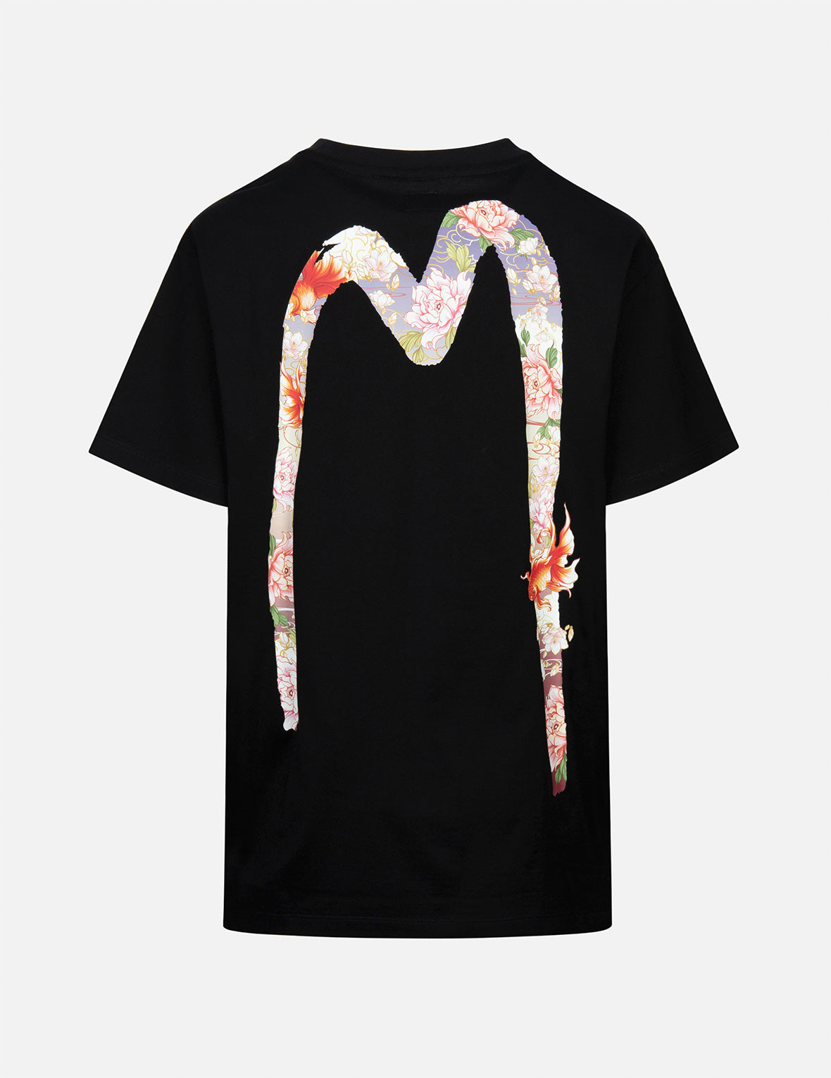 Goldfish and Floral Flow Brushstroke Daicock Print Boyfriend T-shirt