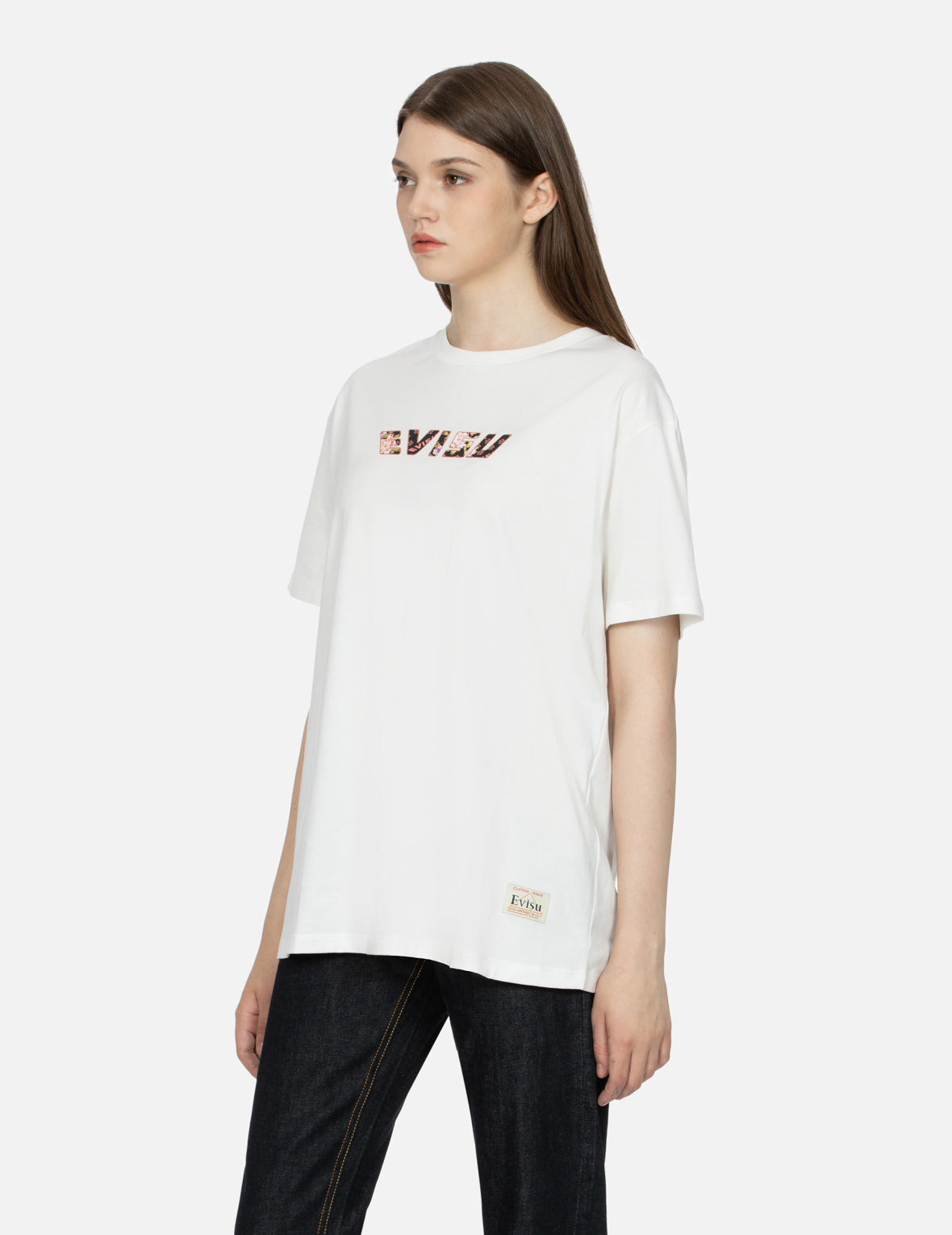 Goldfish and Floral Flow Brushstroke Daicock Print Boyfriend T-shirt