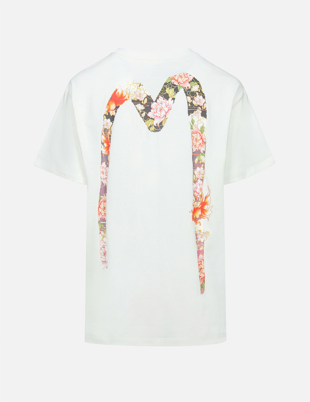 Goldfish and Floral Flow Brushstroke Daicock Print Boyfriend T-shirt