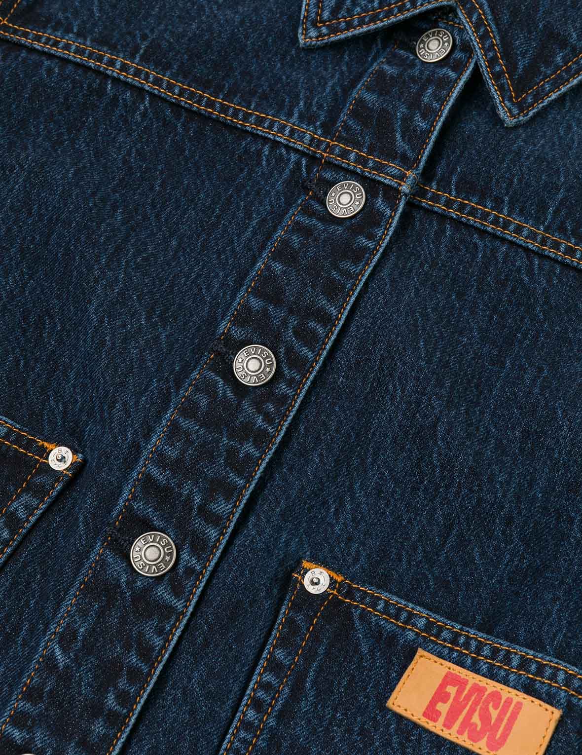 Gradient Print Loose Fit Washed Denim Jacket
