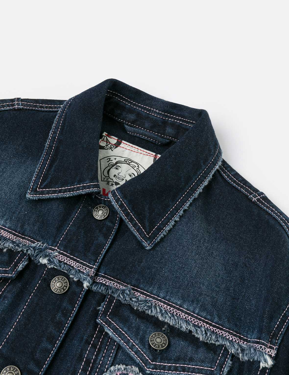 Seagull Appliqué Embroidery Loose Fit Washed Denim Jacket