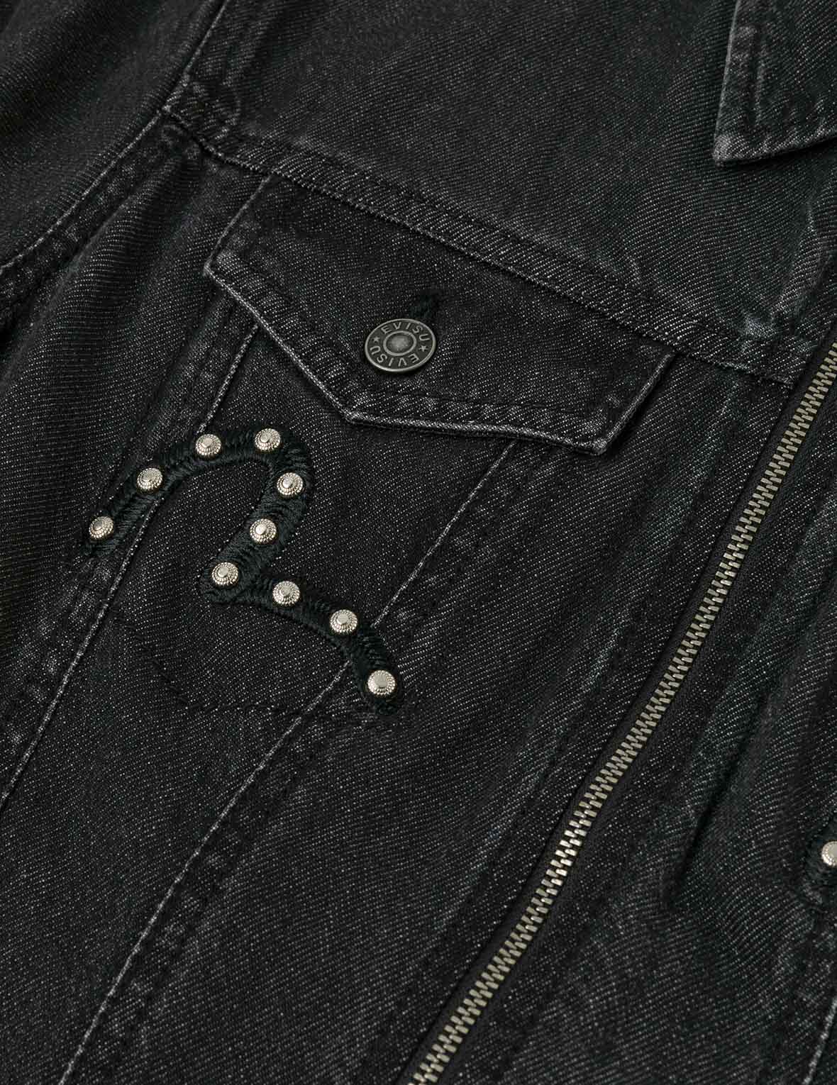 Seagull Embroidery with Studs Fashion Fit Denim Zipper Dress