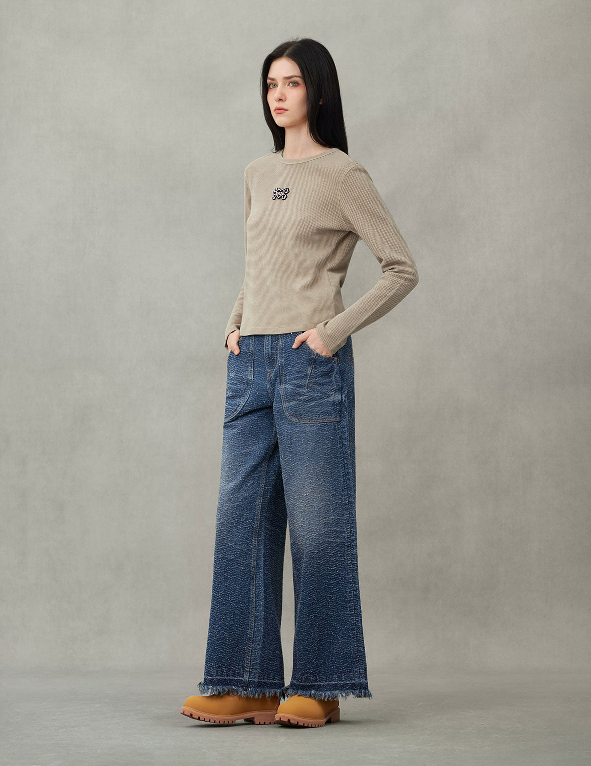Heart-shaped Skull EVISU Patch Embroidery Fashion Fit Long-sleeve Top