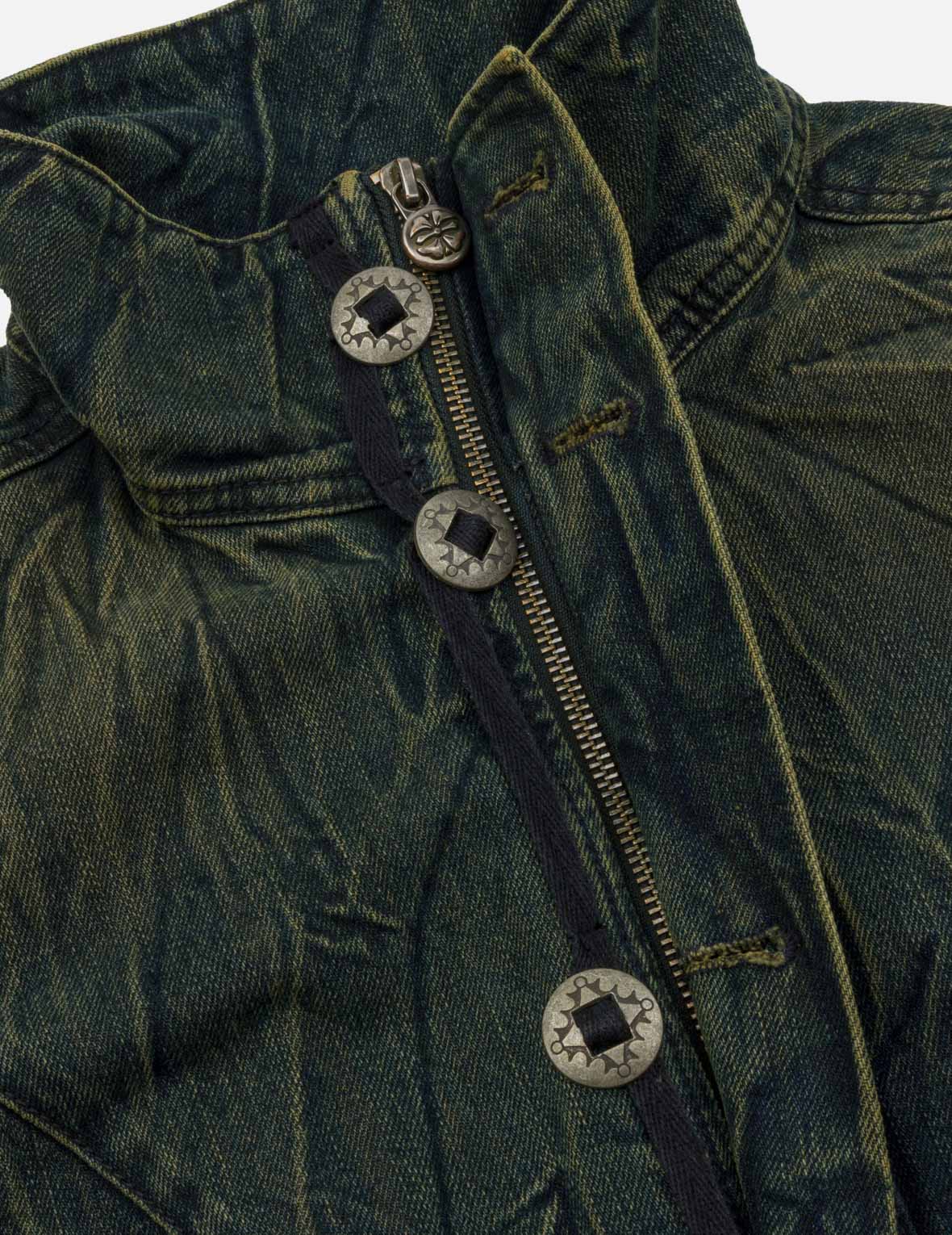 3D Tie-Dye Stand Collar Denim Jacket