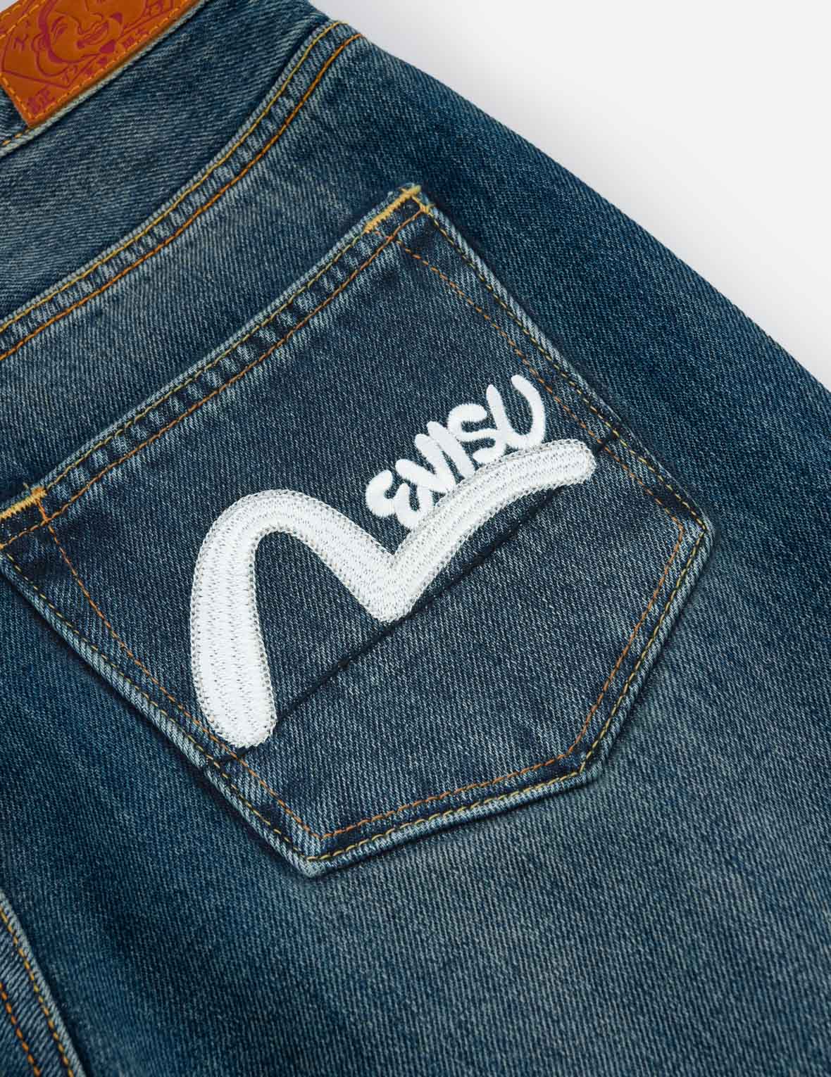 Seagull & Evisu Logo Embroidery Relax Fit Jeans