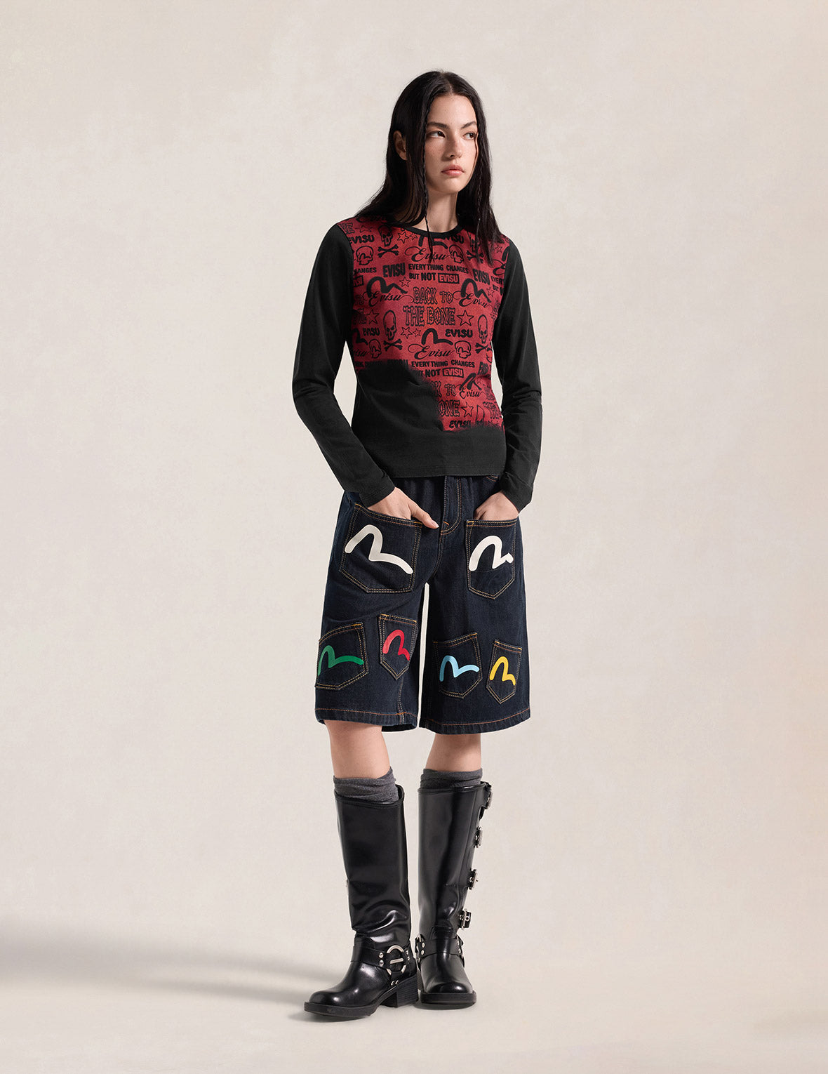 Fade Out Brand Graphic Print Long Sleeve T-Shirt