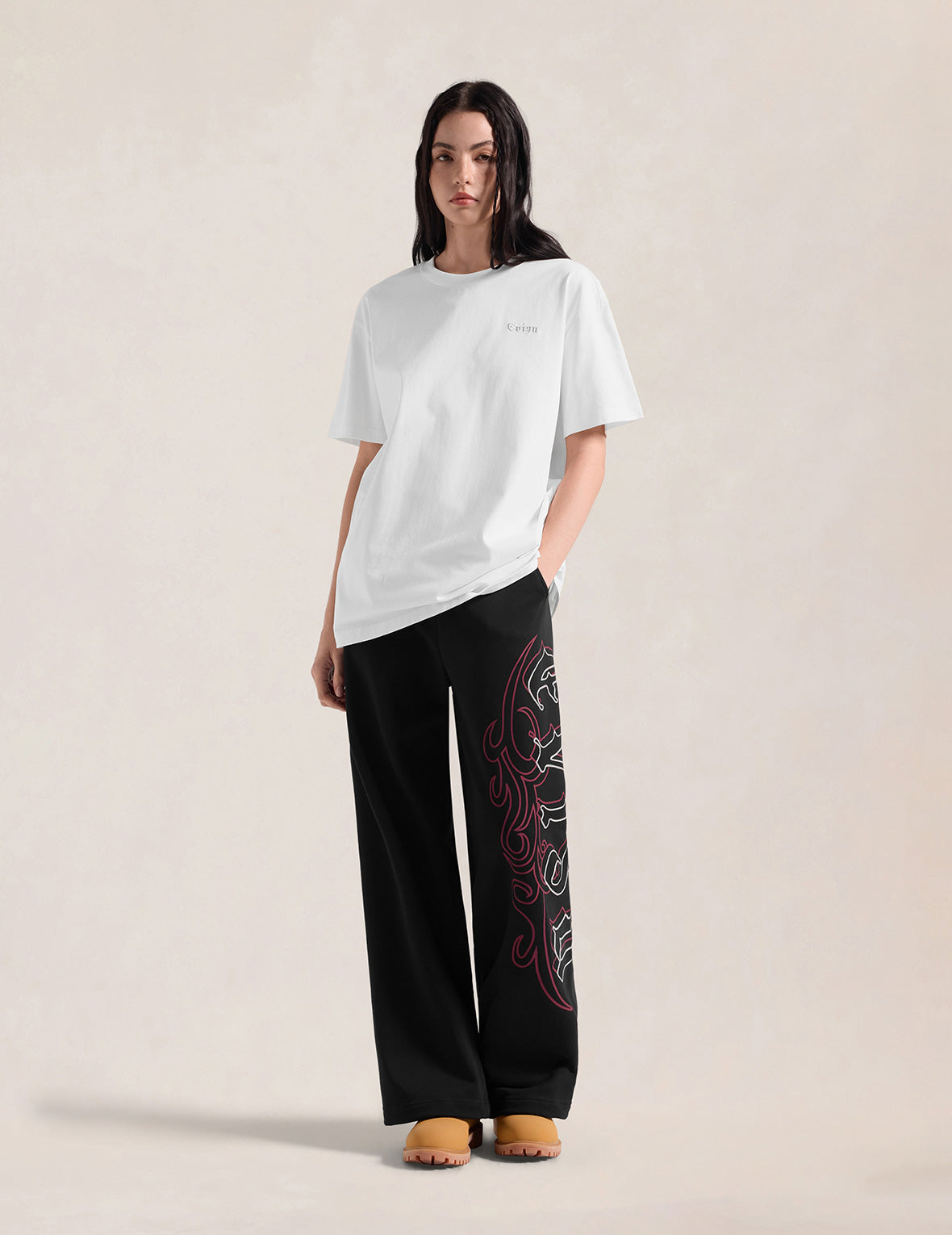 Feather Wing Daicock Print and Embroidered T-Shirt