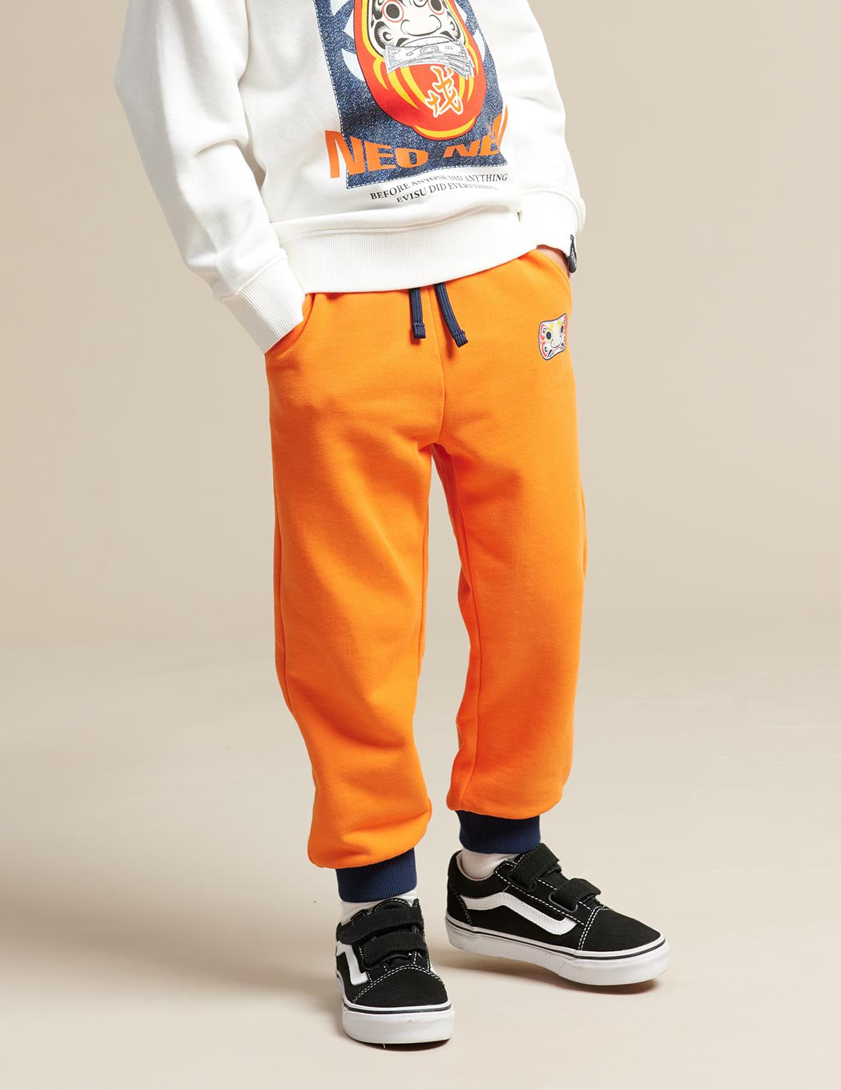 Daruma Mask Print Color Blocking Sweatpants