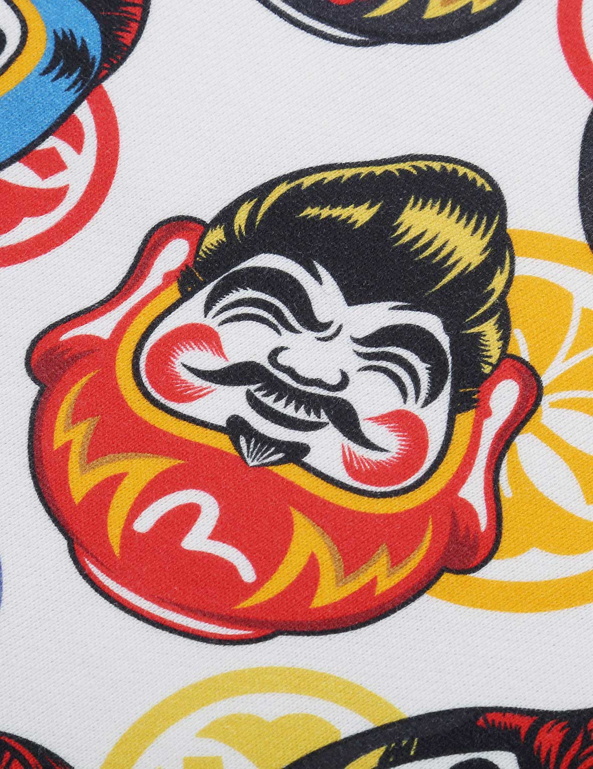滿地飛機頭達磨印花連帽衛衣