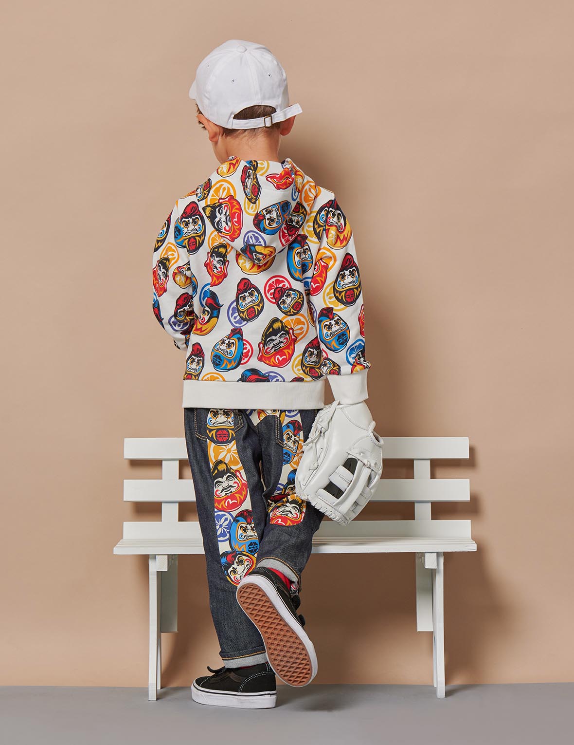 Allover Pompadour Daruma Print Hooded Sweatshirt