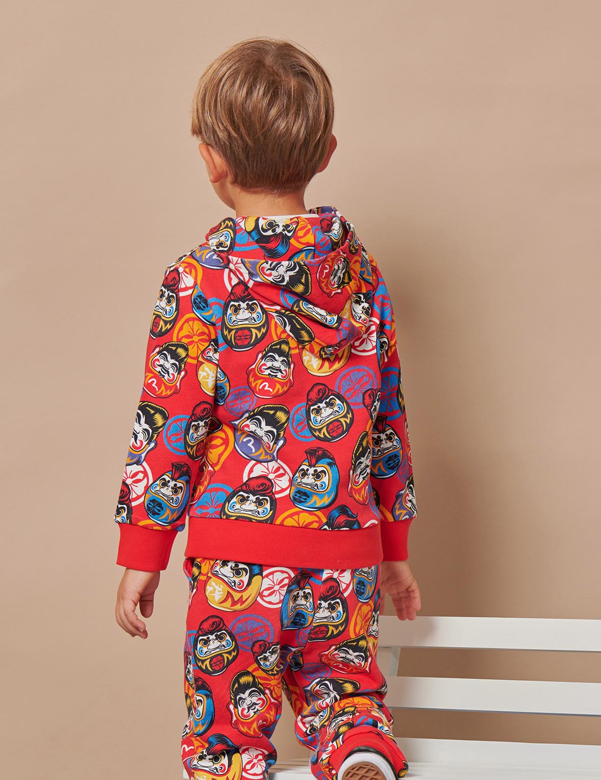 Allover Pompadour Daruma Print Hooded Sweatshirt