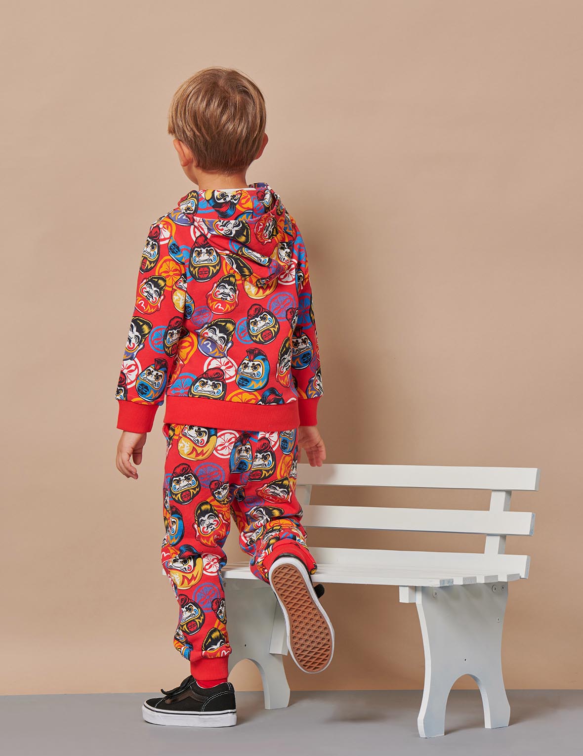 Allover Pompadour Daruma Print Hooded Sweatshirt